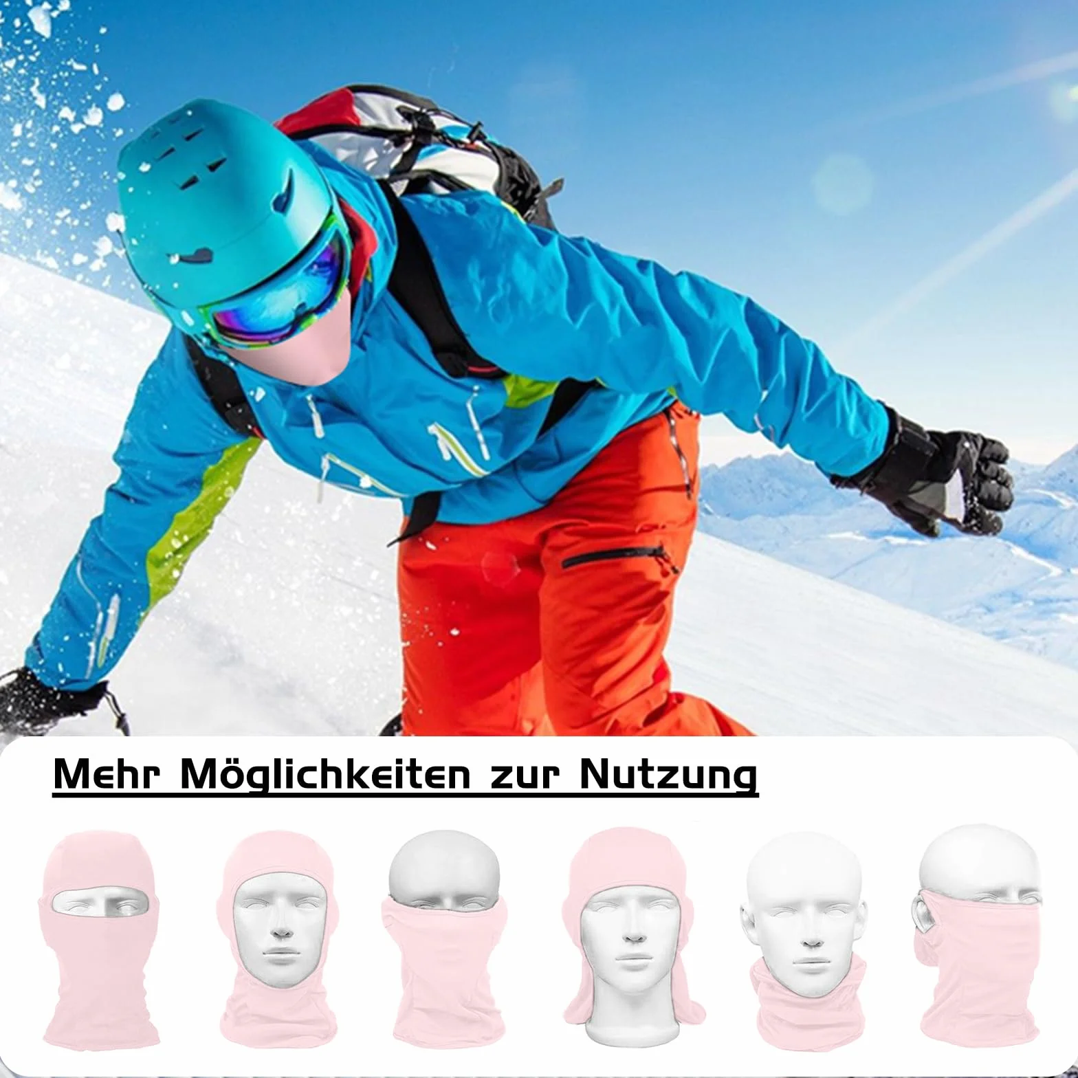Kominiarka narciarska, kominiarka narciarska, dla mężczyzn/kobiet, dzieci, na zimę, jesień, wiatroszczelna kominiarka motocyklowa na narty, snowboard, rower, Rosa, L-4XL
