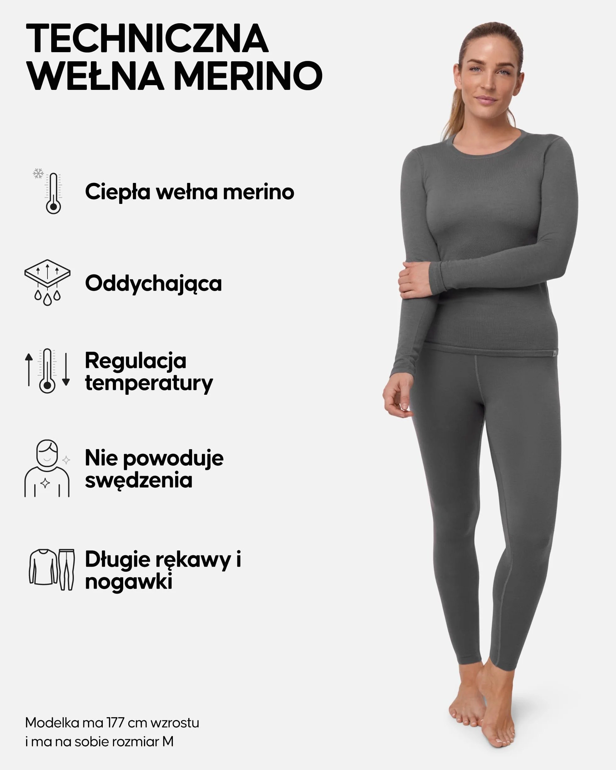 DANISH ENDURANCE Bielizna Termoaktywna Damska z Wełny Merino, Zestaw Odzieży Termicznej, Długie Legginsy Damskie, Top i Spodnie