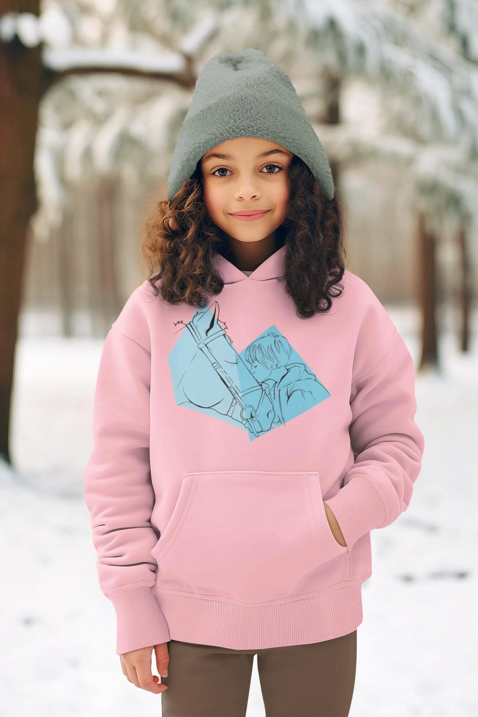 Sweter z koniami dla dziewczynki: konie Bussi - bluza z kapturem dla dziewczynek - prezent dla koni - dziecięca bluza z kapturem koń - odzież jeździecka - My Horse - akcesoria do jazdy konnej