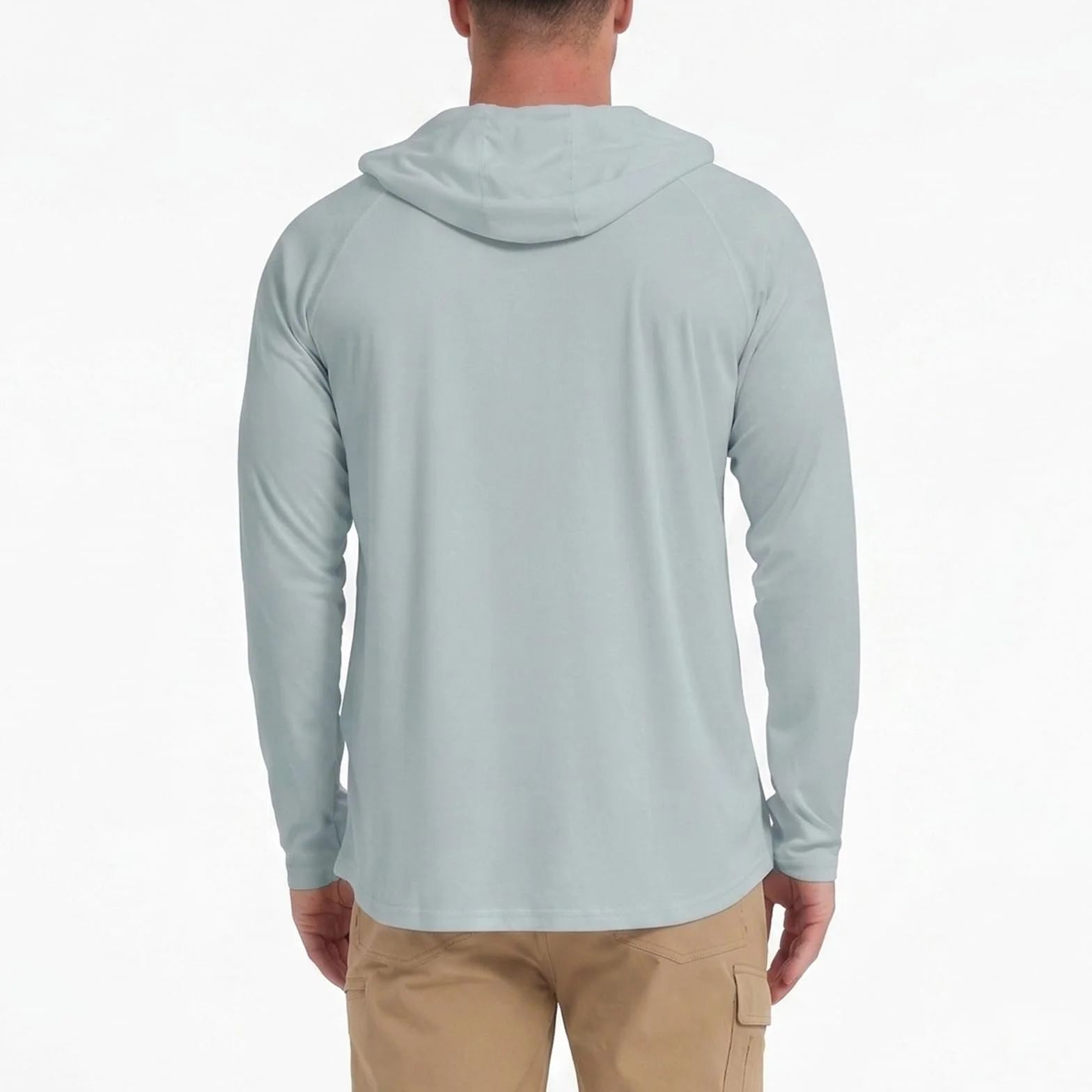 HYCOPROT Męskie koszule Rash Guard UPF 50+ koszule chroniące przed słońcem z długim rękawem bluza z kapturem UV topy kąpielowe szybkoschnąca lekka koszulka wędkarska Rashguard SPF odzież do pływania