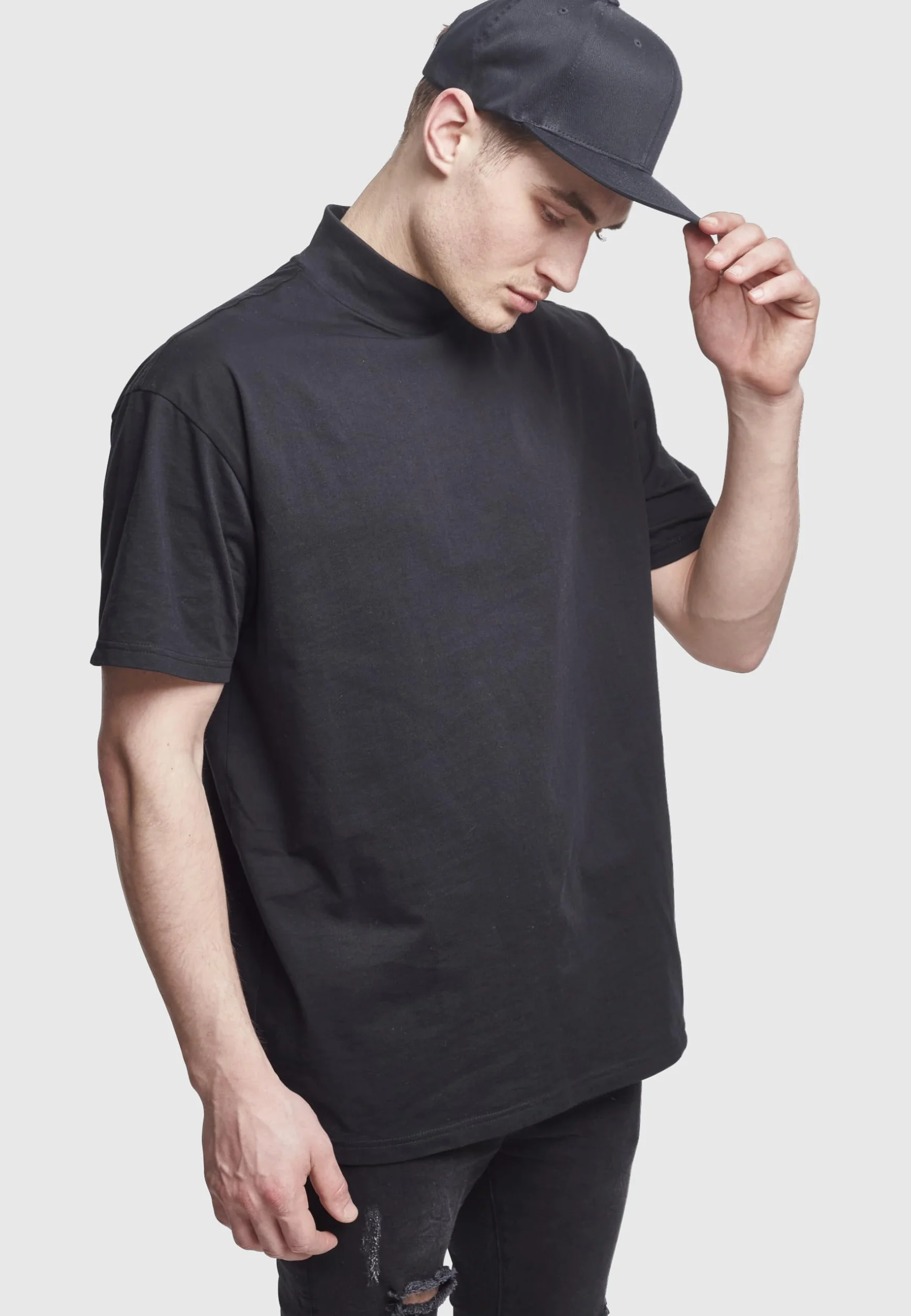 Yupoong Flexfit czapka z daszkiem unisex z organicznej bawełny z prostym daszkiem, organiczna bawełniana czapka baseballowa, regulowany rozmiar, rozmiar uniwersalny, jeden rozmiar, czarny, Rozmiar