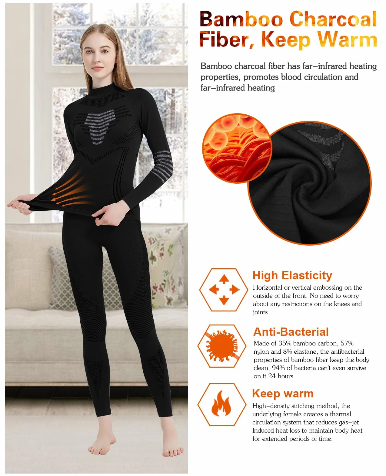 Zestaw warstw podstawowych Kobiety Thermal Underwear for Women Winter Warm Base Layer Compression Set