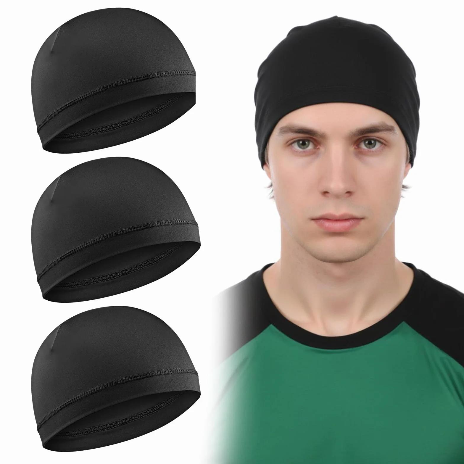 Miękka czapka do spania, męska czapka z czaszką, oddychająca bawełniana czapka męska, pod kask rowerowy, czapka z czaszką, do jazdy na rowerze, biegania, wspinaczki górskiej, jazdy na motocyklu