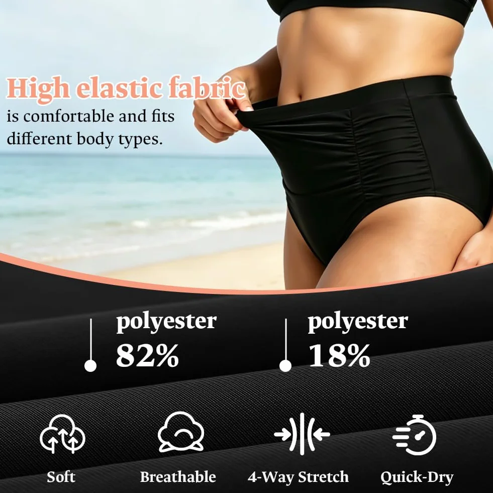 Majtki bikini damskie z wysokim stanem, majtki z wysokim stanem, bikini na dół, spodnie kąpielowe z płaskim brzuchem, damskie stroje kąpielowe, majtki bikini z wysokim stanem, bikini z marszczonym