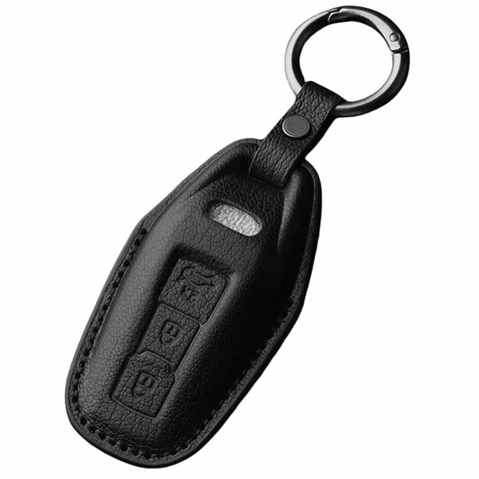ontto Etui na kluczyki samochodowe pasuje do Audi A5, B10, A5L, S5, S6, Q6, A6, C9, Q5, Q6L, SQ5, Avant Sportback Etron E-Hybrid 2025, 2026, skórzane etui ochronne, brelok do kluczy, czarny, 3 Tasten