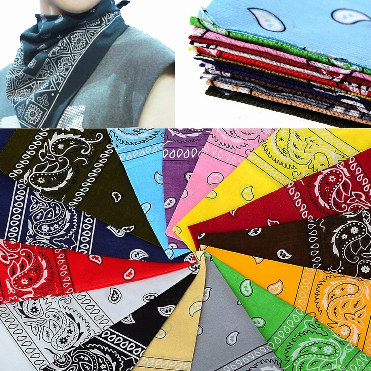 Boolavard 100% bawełna, bandany z oryginalnym wzorem Paisley | kolor do wyboru nakrycia głowy / szal do włosów, wiązanie na nadgarstku, opaska na głowę, Rosa, 55 x 55cm
