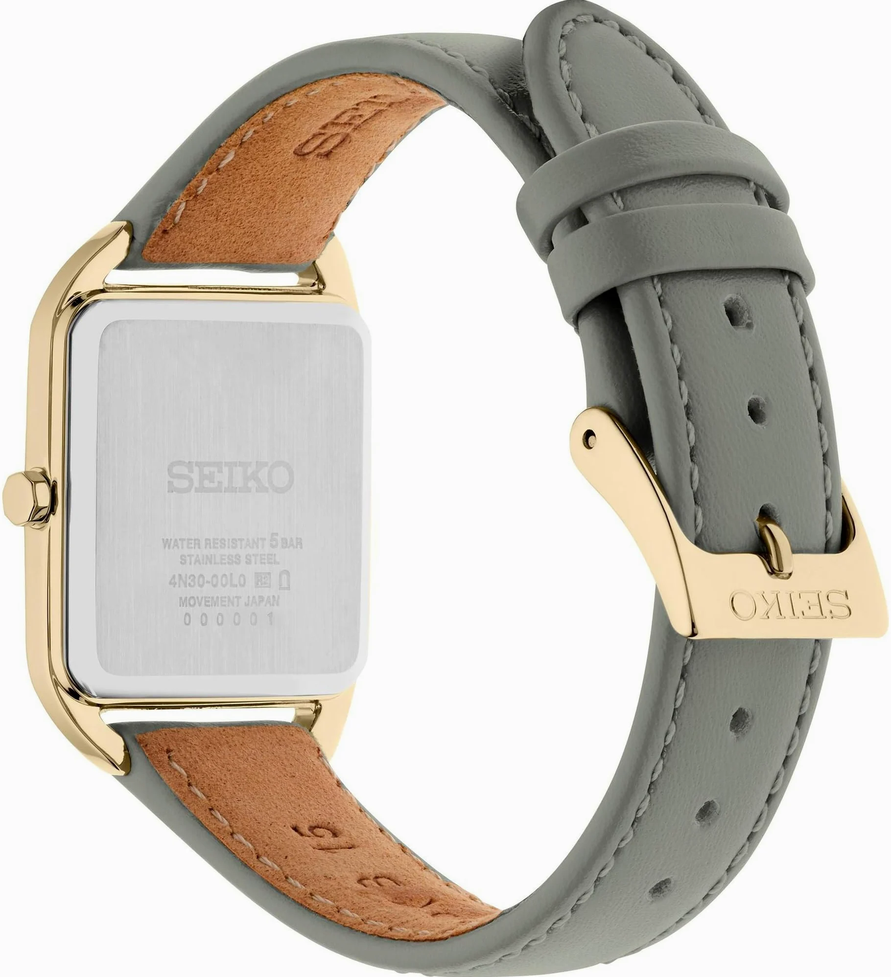 SEIKO Damski analogowy zegarek kwarcowy ze skórzanym paskiem SWR090P1, złoto, Classic