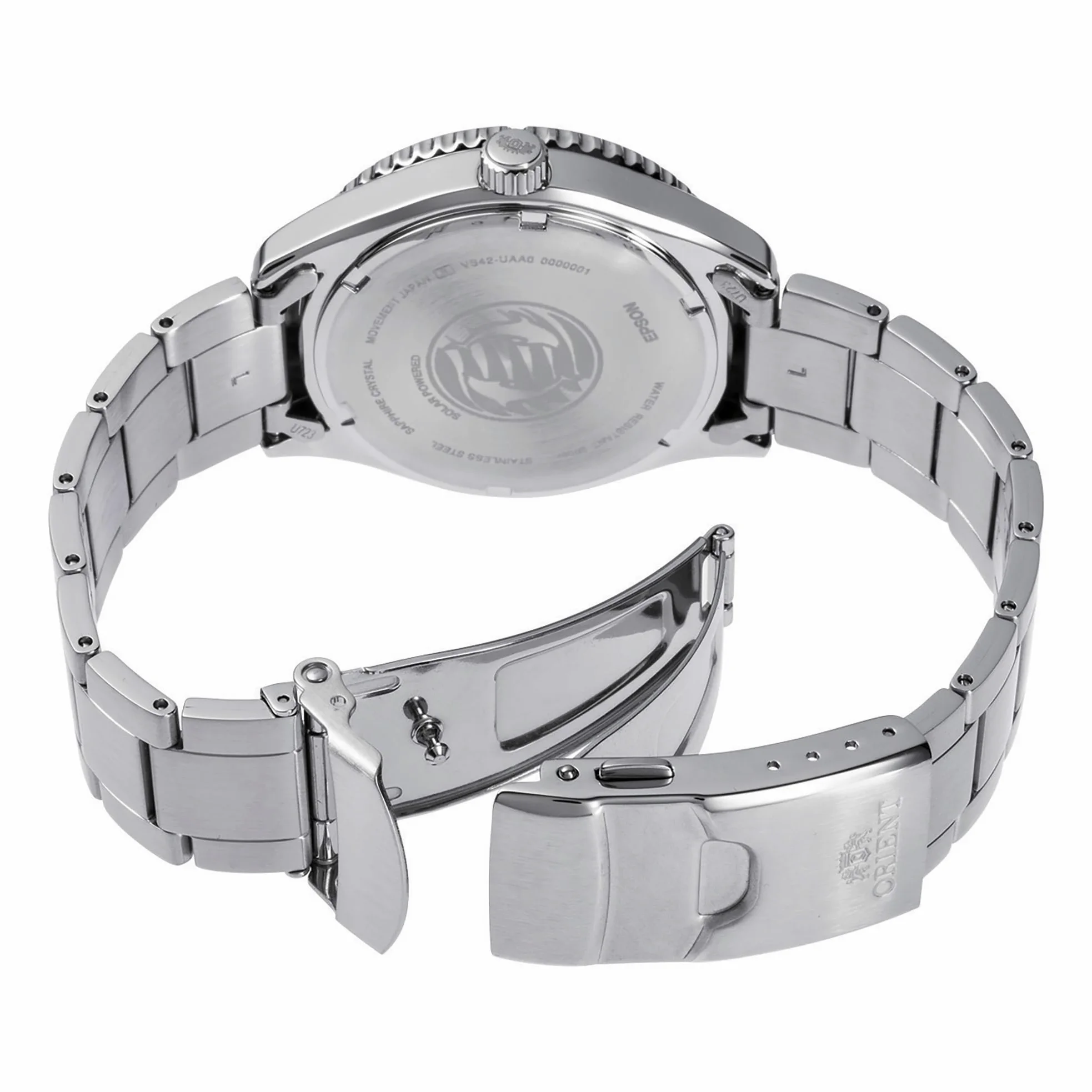 ORIENT Sports Diver Mako Solar 40 mm - Zegarek na rękę ze stali sportowej do nurkowania na co dzień RA-WJ00, granatowy, Sportowy