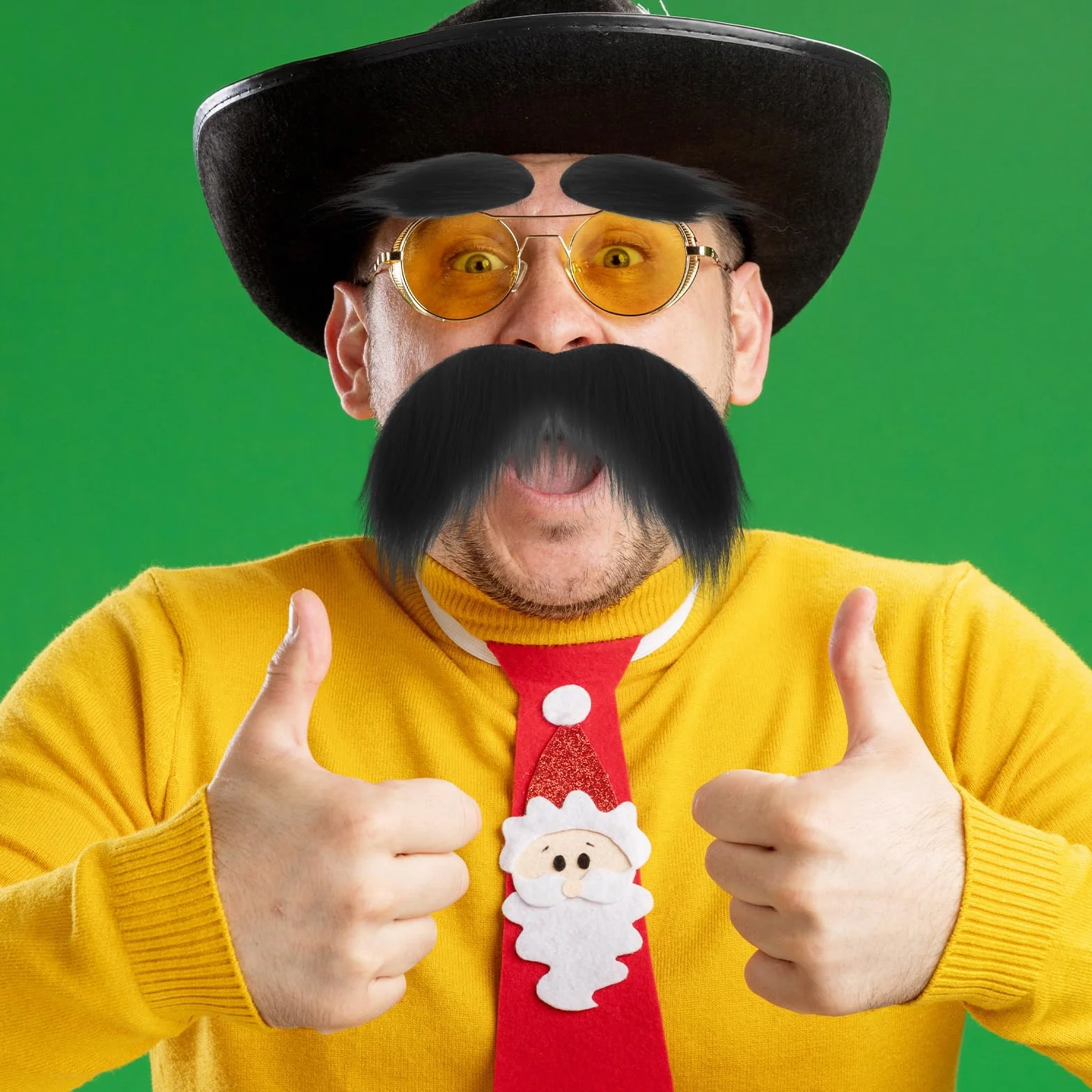 Fałszywa broda do przyklejenia, żółta, sztuczne brwi, wąsy, akcesoria kostiumowe, śmieszne brody do przyklejenia, Halloween, impreza, Boże Narodzenie, Cosplay, wąsy, karnawał