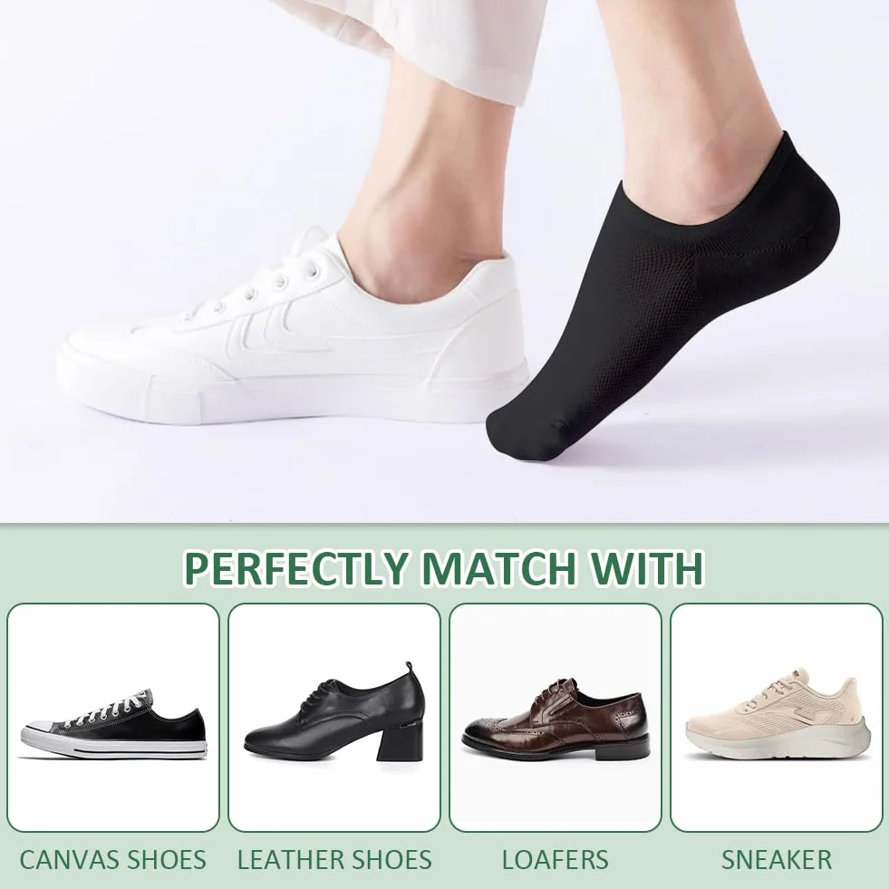 OFFCUP Bambusowe skarpety do sneakersów, 6 par skarpet do kostek, niewidocznych skarpet, wkładki, skarpety o niskim kroju, dla kobiet i mężczyzn, trampki, mokasyny i buty do łodzi, do biegania, na