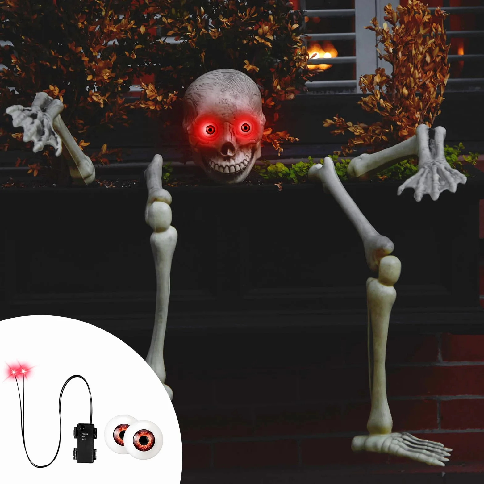 Świecące oczy LED na Halloween, dekoracje kostiumowe, maski Cosplay i czaszki (czerwone 2)