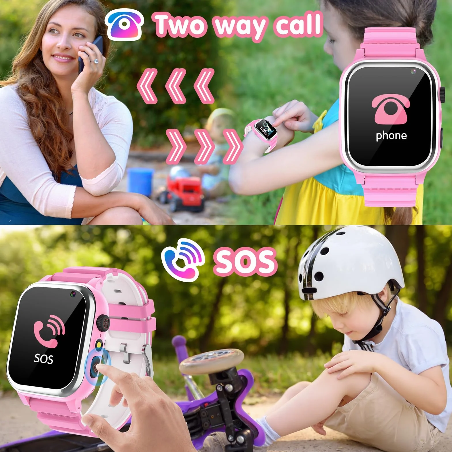 Smartwatch dla dzieci z 26 grami, muzyką kaloryczną, zegarek Smartwatch dla dzieci z telefonem, SOS, aparatem, latarką, budzikiem, słodkim tłem, prezentem dla chłopca i dziewczynki 3-12 lat