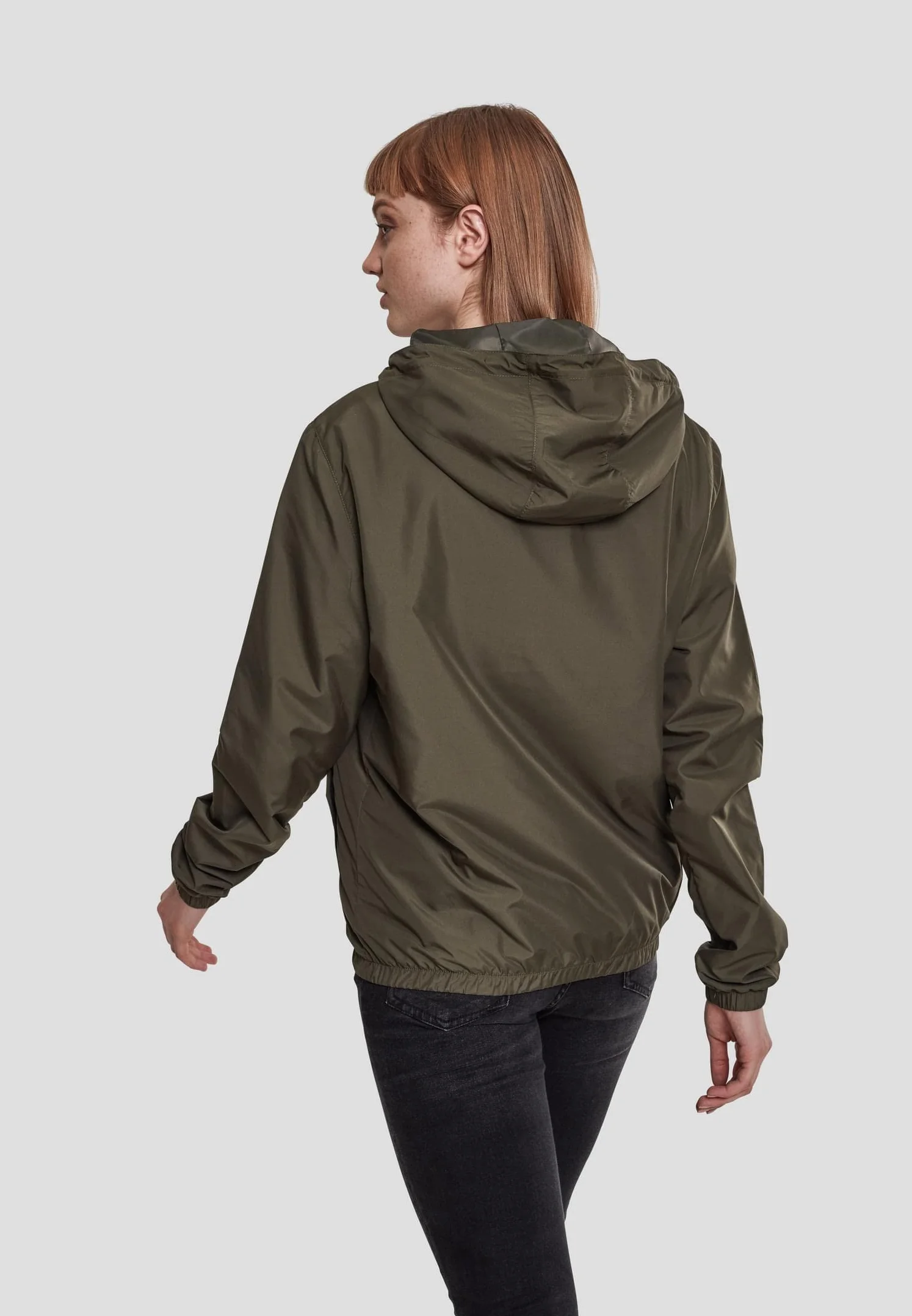Urban Classics Damska wiatrówka z kapturem dla kobiet, damska kurtka Basic Pull Over Jacket dost?pna w ponad 10 wariantach kolorystycznych, rozmiary XS - 5XL, ciemnooliwkowy, M