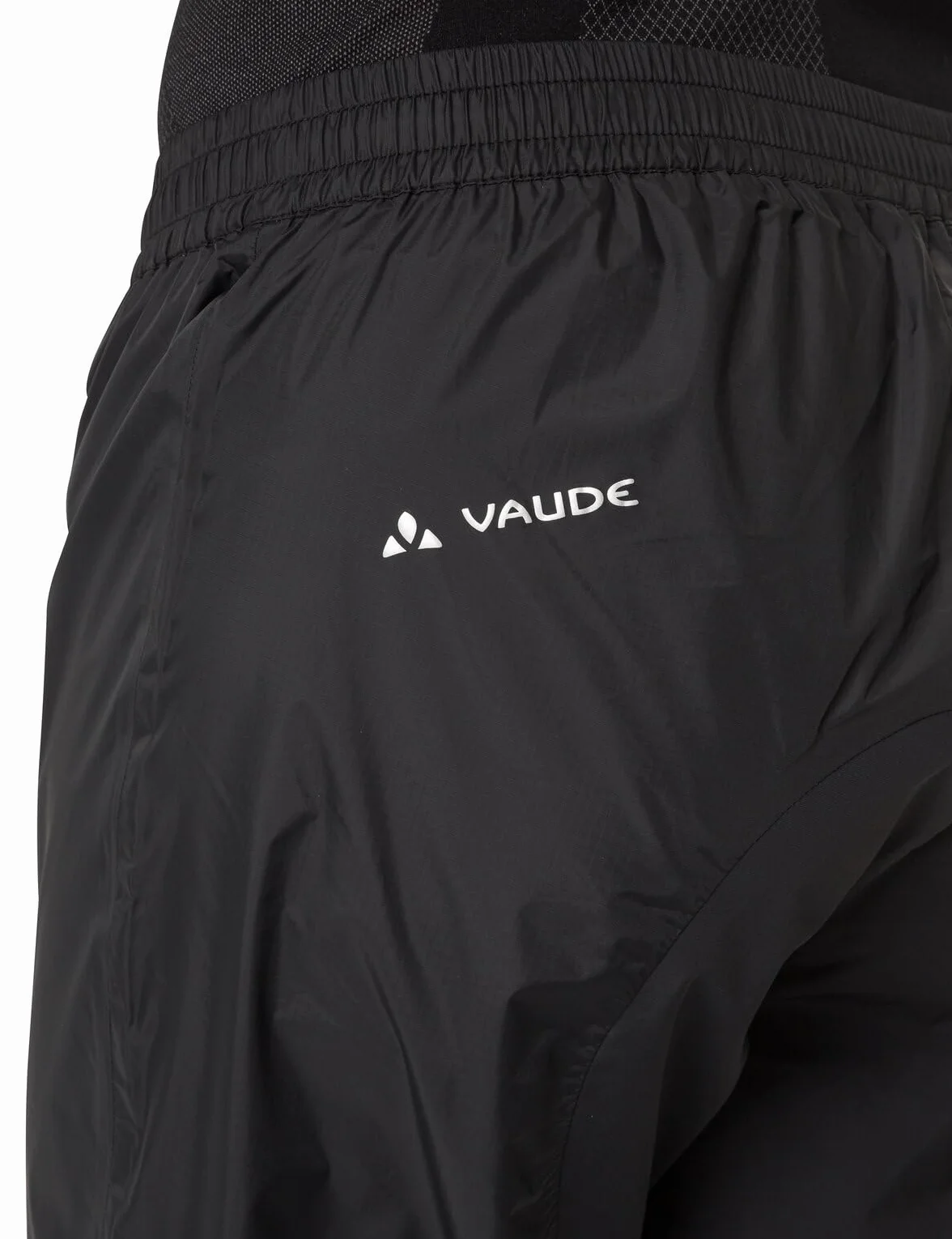 VAUDE Spodnie przeciwdeszczowe męskie Drop Pants LI, wodoodporne spodnie outdoorowe na rower, lekkie spodnie wierzchnie, oddychające spodnie rowerowe, czarne, szybko się zakładają