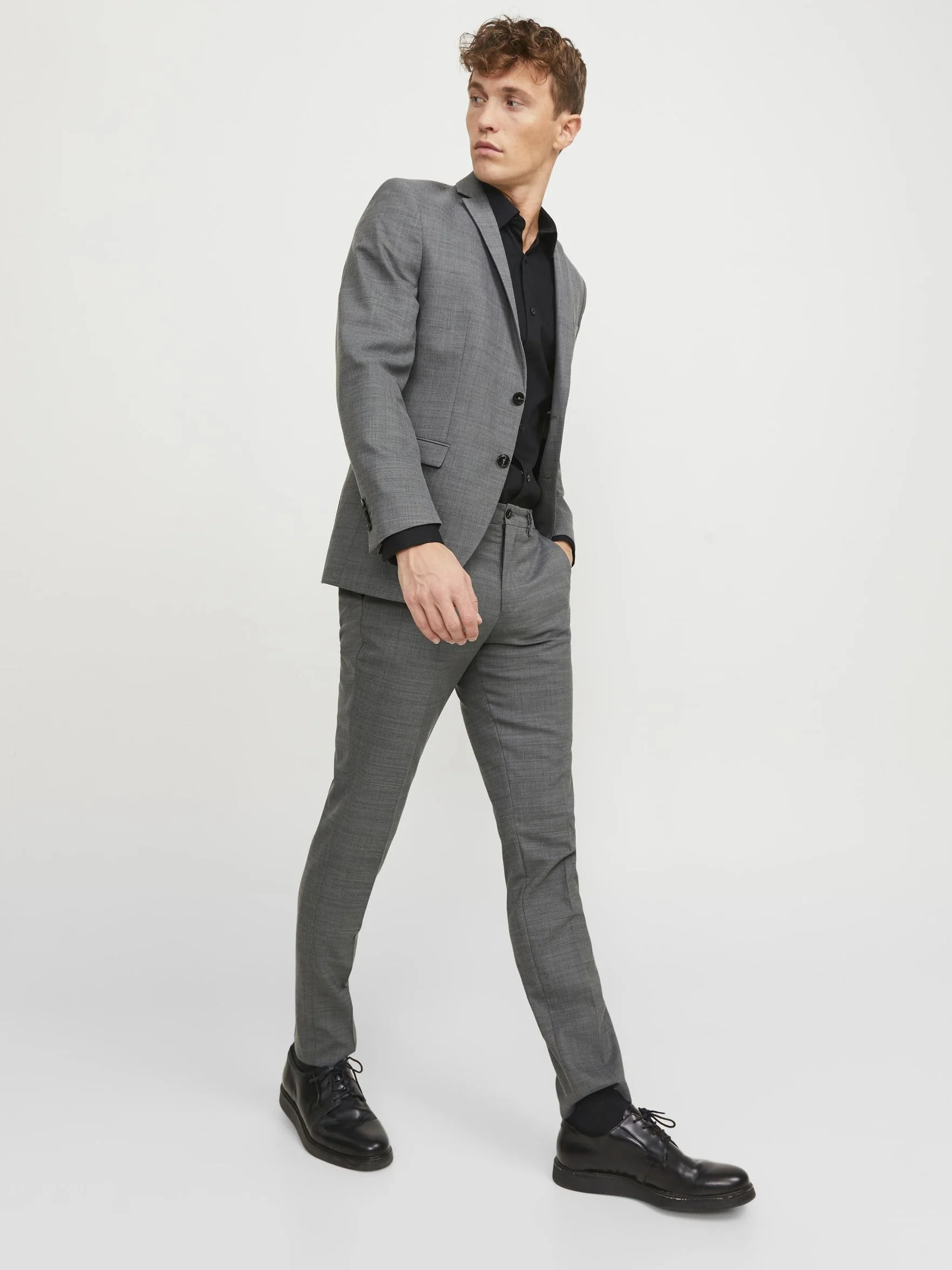 JACK & JONES PREMIUM Męskie spodnie do garnituru Jprsolaris Trouser Noos, jasnoszary melanżowy, 56 PL