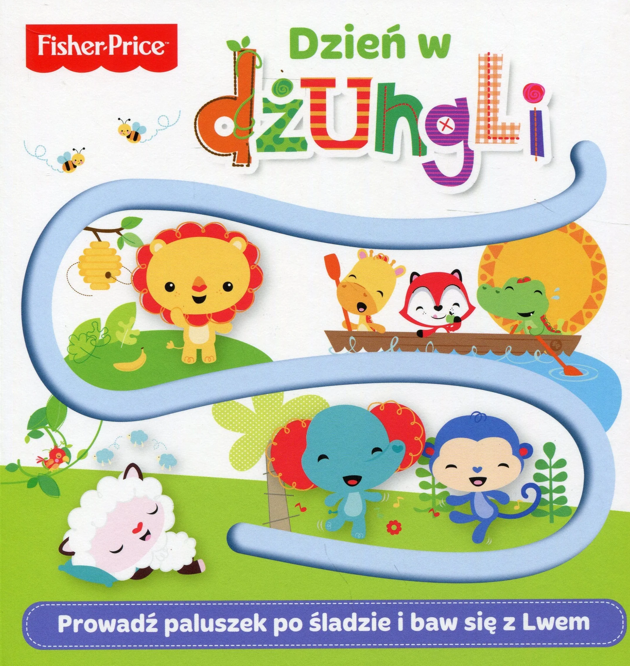 Fisher Price Dzień w dżungli: prowadź paluszek po śladzie i baw się z Lwem