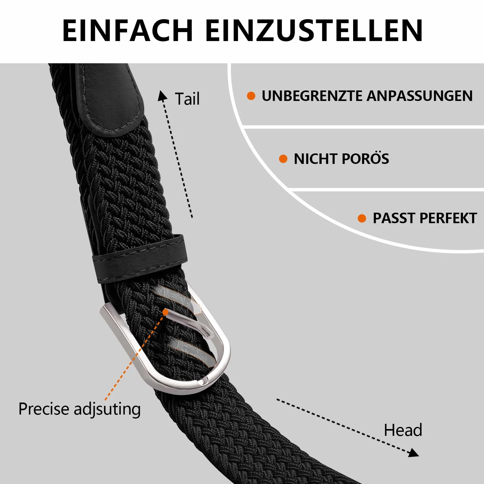 TANGCHAO Pasek elastyczny pleciony unisex – regulowany pasek do spodni bez dziurek dla mężczyzn i kobiet, szerokość 33 mm, długość od 90 cm do 135 cm, dostępny w różnych kolorach