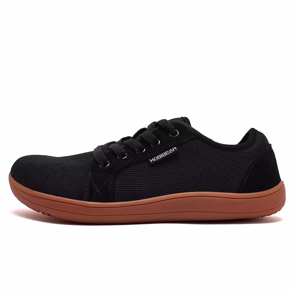 HOBIBEAR Unisex szerokie buty do chodzenia boso dla mężczyzn i kobiet, do biegania w terenie, minimalistyczne, lekkie i oddychające, czarny, brązowy, 43 EU