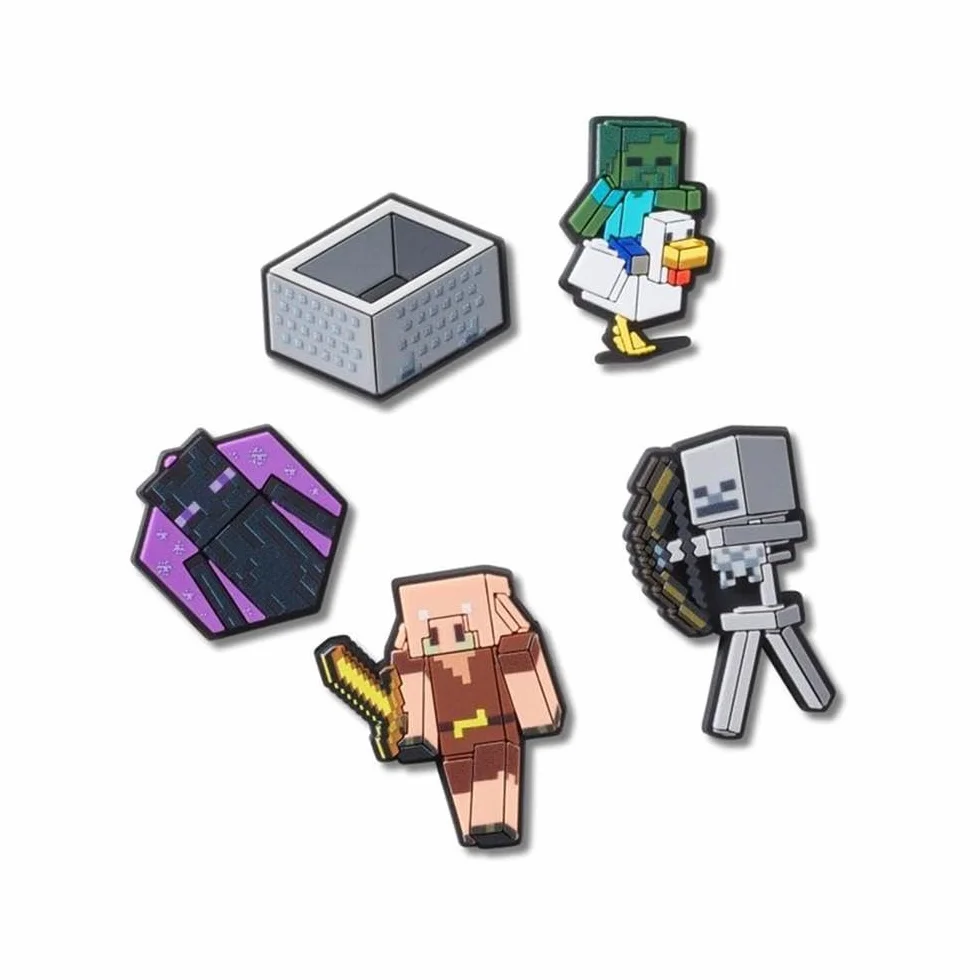 Crocs Minecraft Minecraft 5-pak zawieszek do butów, jeden rozmiar, wielobarwny, Rozmiar Uniwersalny