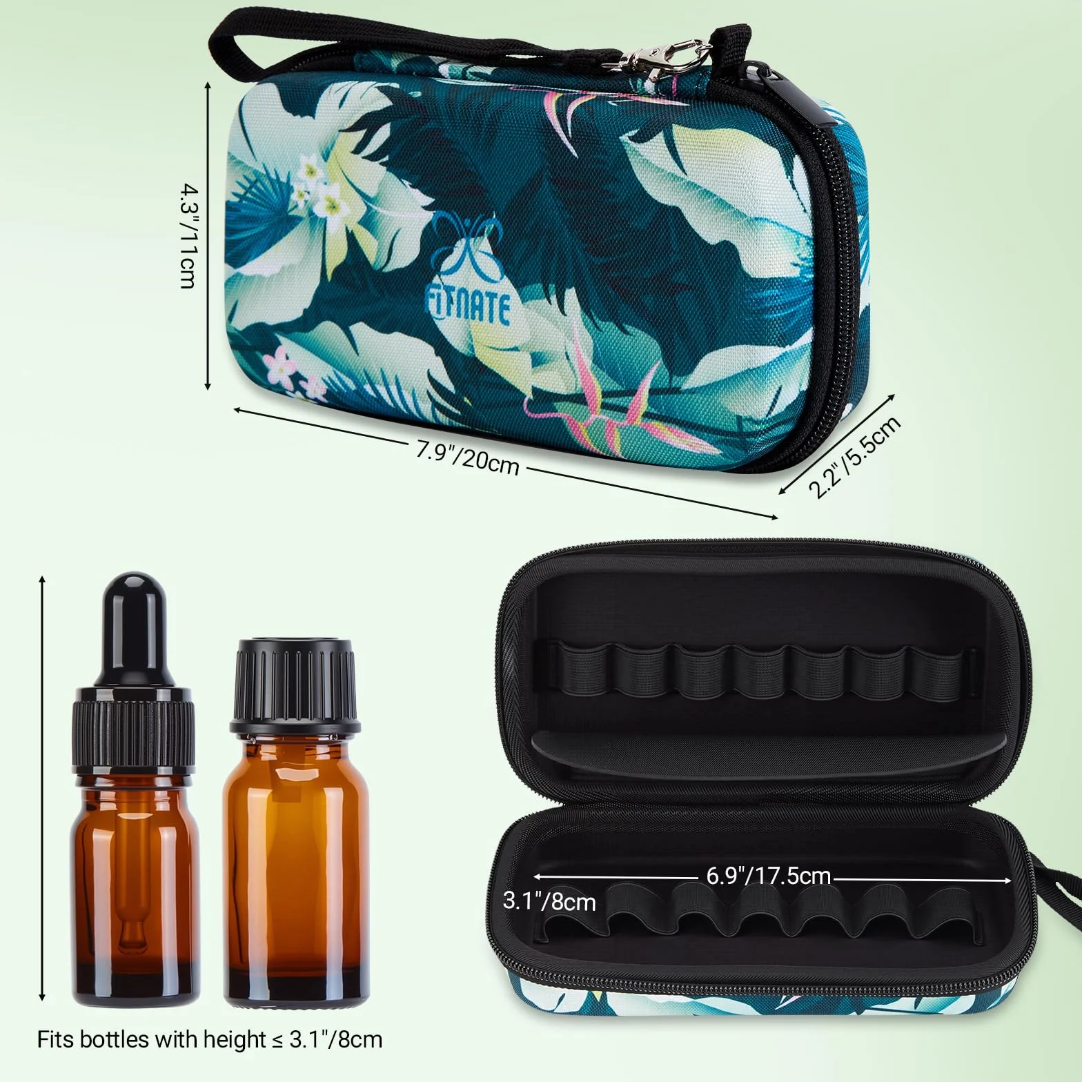 FITNATE Przechowywanie olejków eterycznych + Torba na olejki eteryczne na 5 10 15 ml olejku eterycznego dla Young Living & Doterra - pojemnik z otwieraczem do butelek z olejkiem i naklejkami na