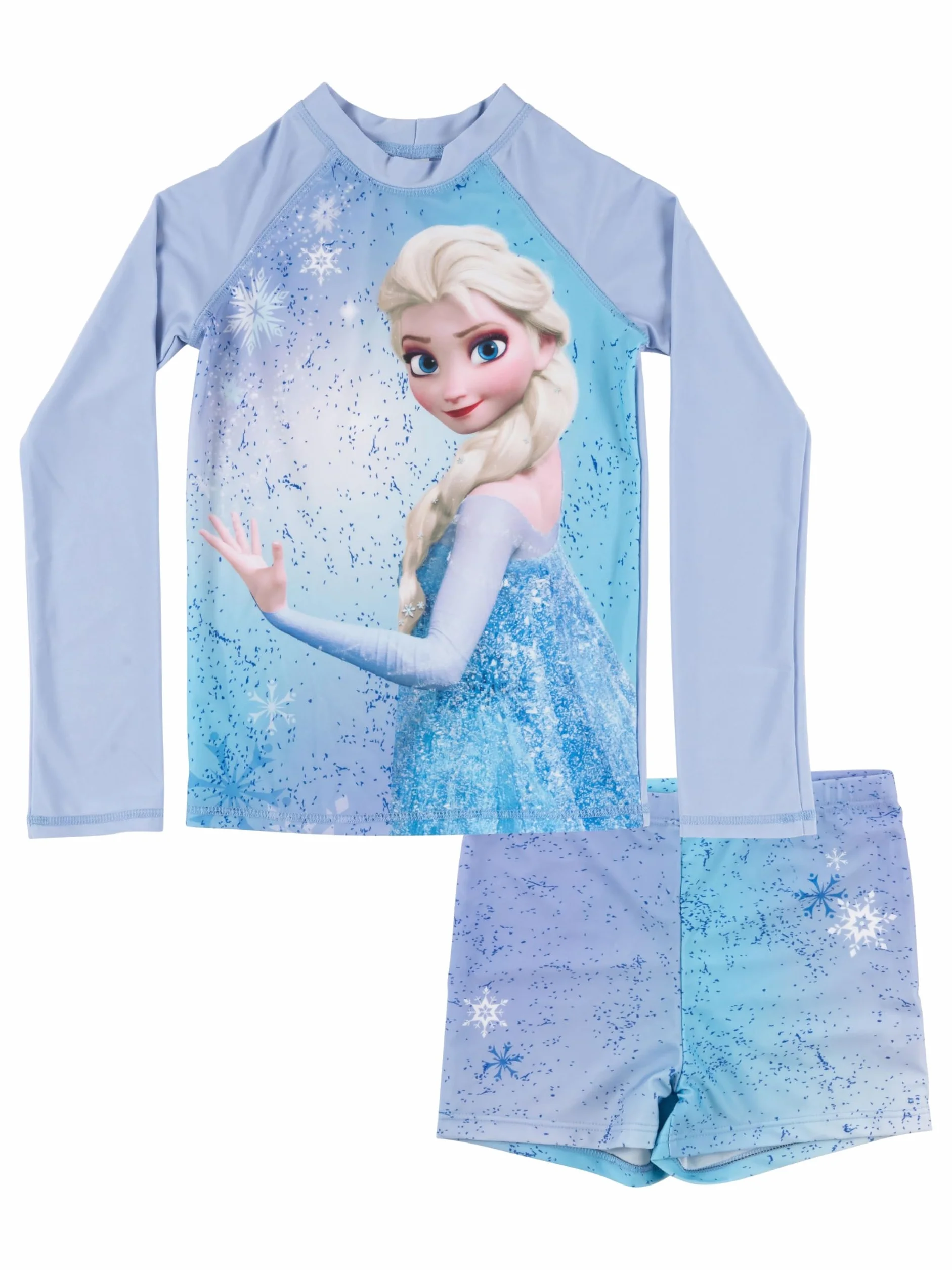 United Labels Disney Królowa Lodu kostium kąpielowy dwuczęściowy, ochrona UV 50, dla dziewcząt, ELSA, niebieski, moda kąpielowa dla dzieci z koszulką i kąpielówkami, strój kąpielowy