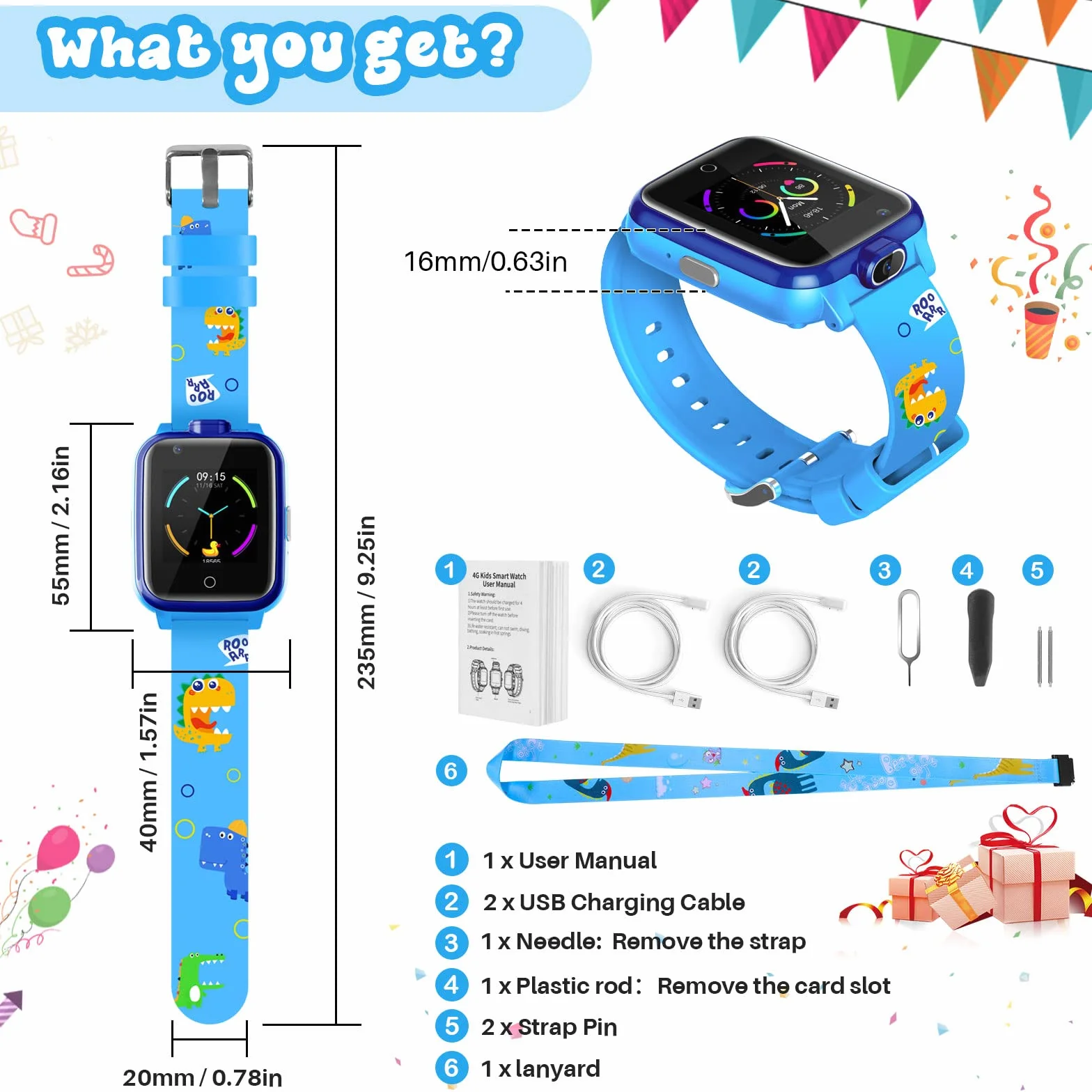 Inteligentny Zegarek dla Dzieci, LiveGo 4G Secure Dual Camera Smart Watch, GPS Tracker SOS Call dla Dzieci Studenci w Wieku 4-12 lat Prezenty Urodzinowe Dzień Szkolny(T13 niebieski)