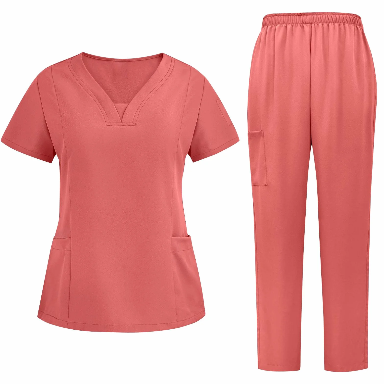 Scrubs Uniforms damski zestaw z krótkim rękawem medyczne mundury i peelingi dekolt w serek tuniki robocze dla kobiet Wielka Brytania z kieszeniami odzież robocza i mundury komfort lekki strój