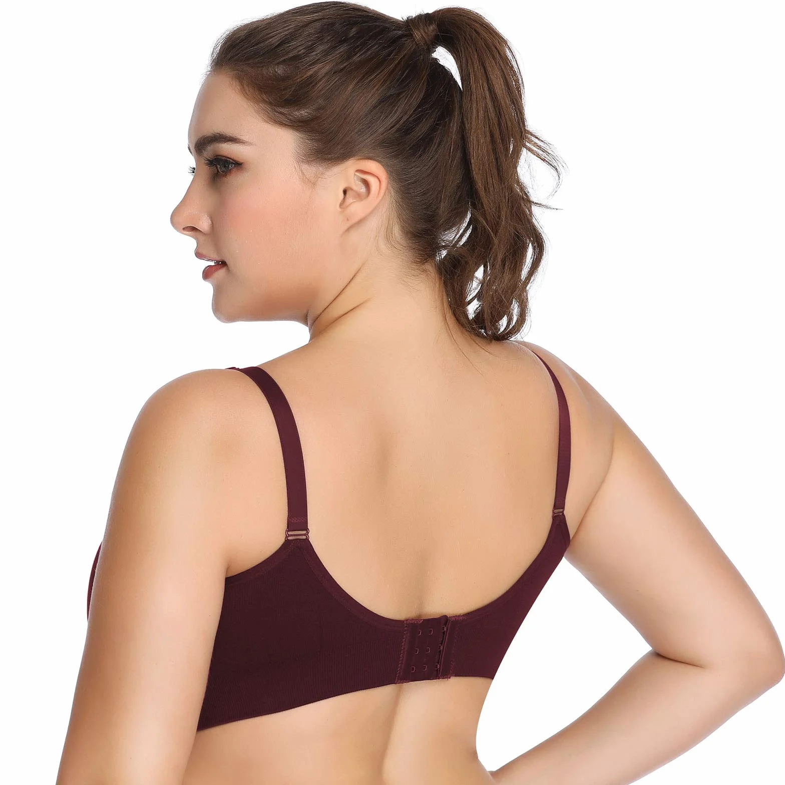 Womens Seamless Nursing Bra Sleeping Maternity Bralette for Breastfeeding Color Black Beige Red Size L
