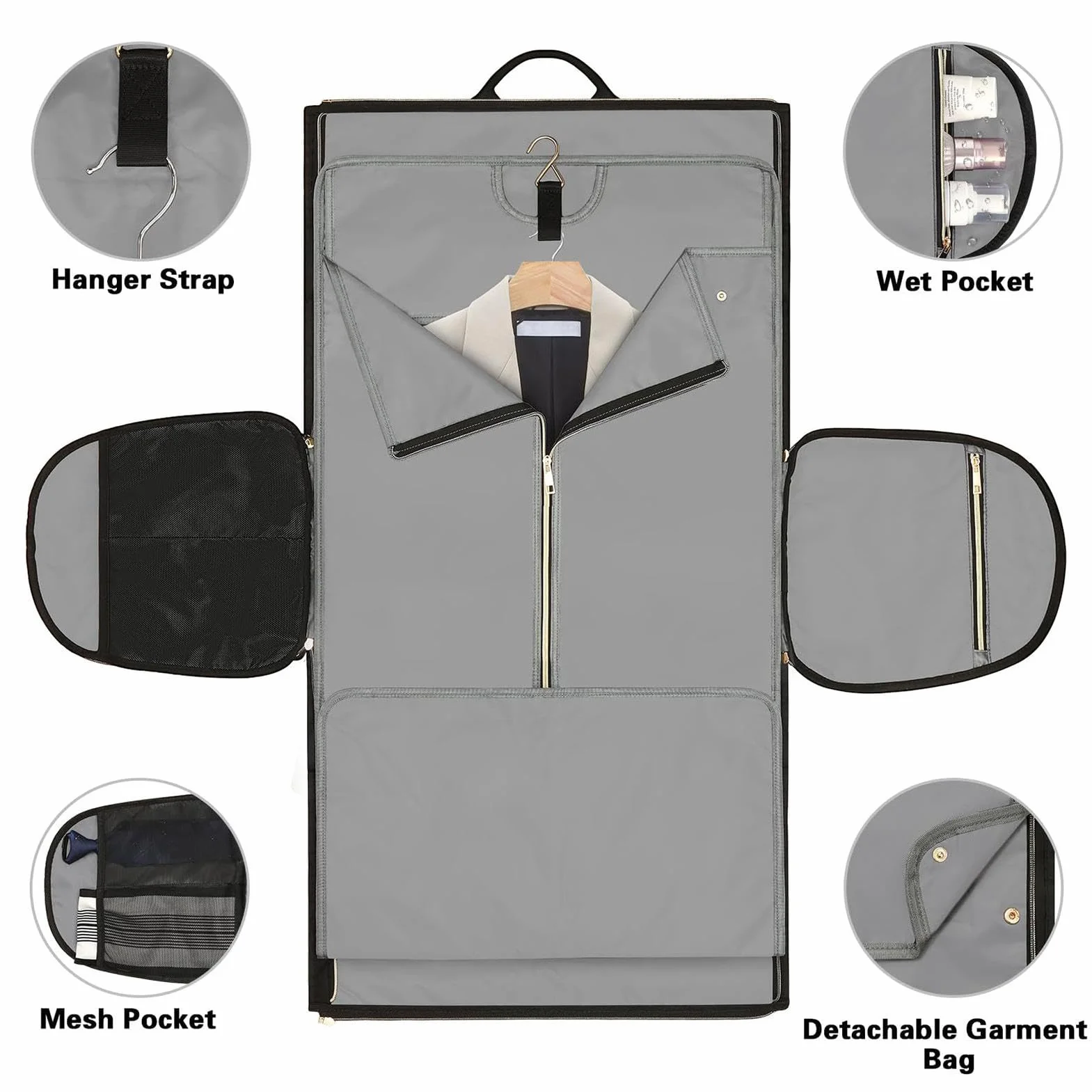 Torba transportowa Garment, 2 w 1, rozkładana torba podróżna, 20,98 x 12,99 x 12,01 cala składana z paskiem na ramię, na weekendowe wycieczki i organizację podróży, czarny, Se référer au descriptif,