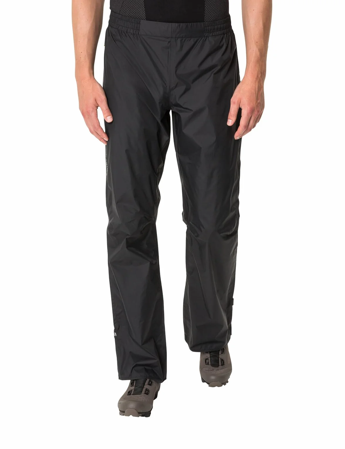 VAUDE Spodnie przeciwdeszczowe męskie Drop Pants LI, wodoodporne spodnie outdoorowe na rower, lekkie spodnie wierzchnie, oddychające spodnie rowerowe, czarne, szybko się zakładają