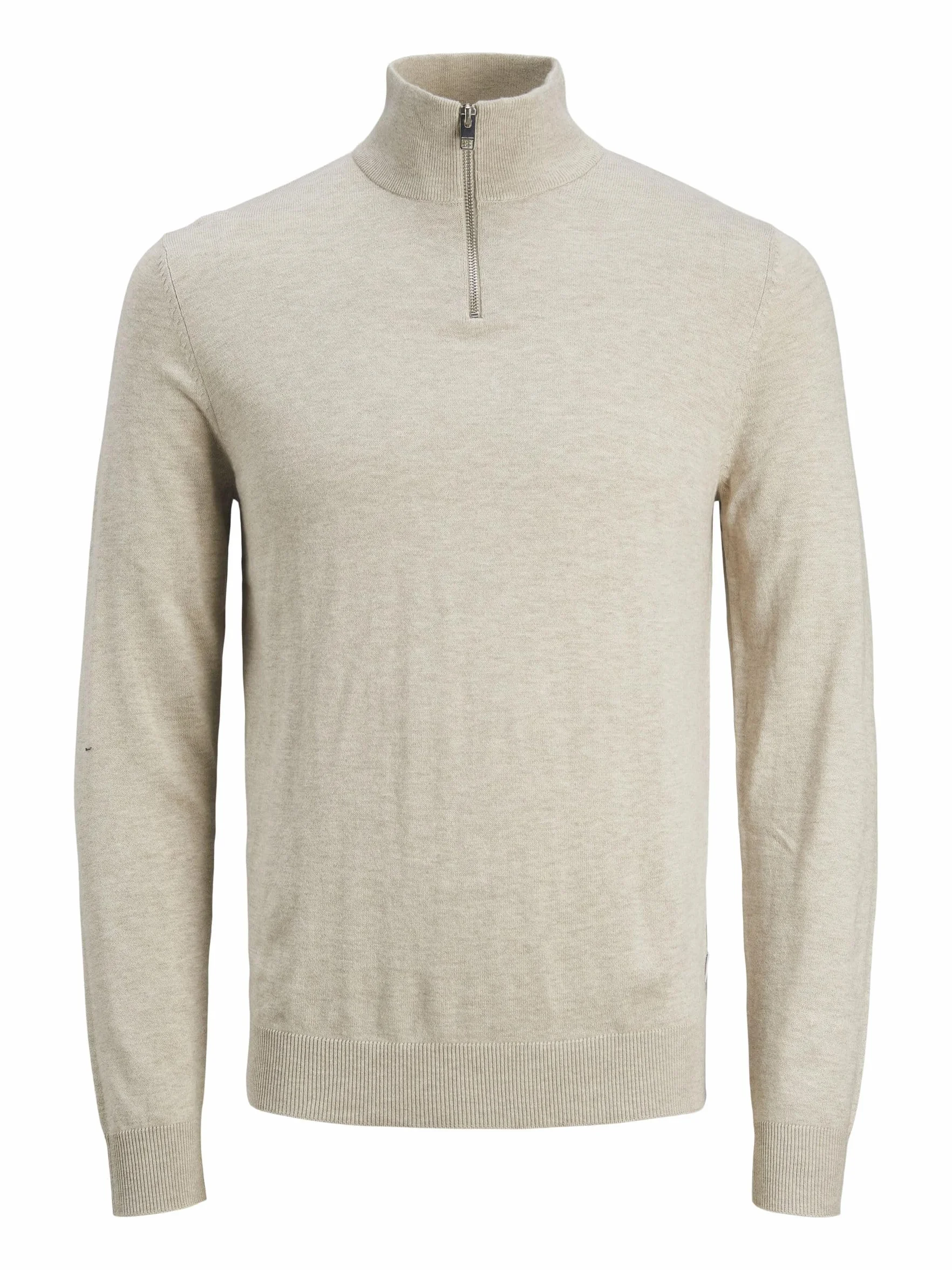 JACK&JONES JUNIOR Chłopięcy Jjeemil Knit Half Zip Noos Jnr sweter z dzianiny, Oatmeal/szczegóły: melanż, 128