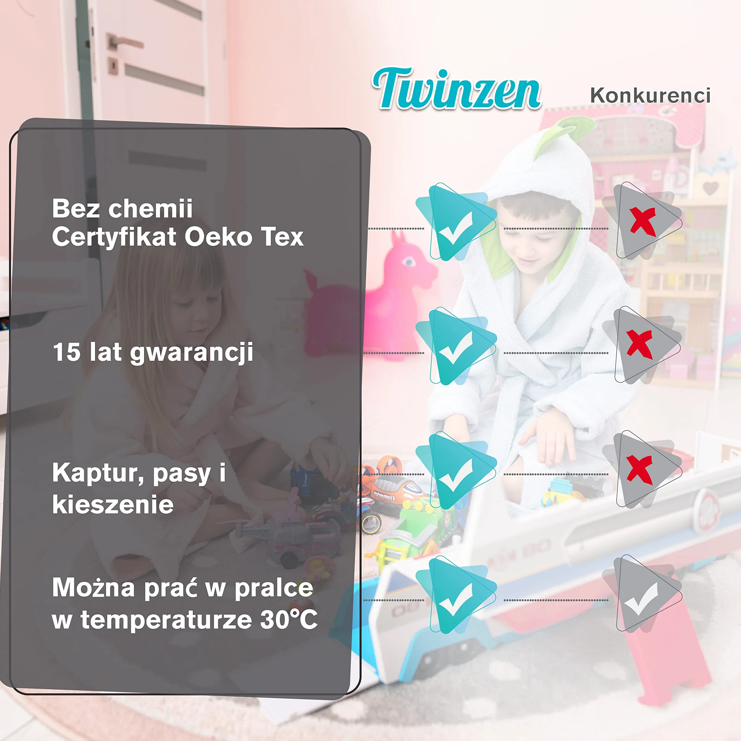 Twinzen Szlafrok dziecięcy z dinozaurami, dla chłopców i dziewczynek, 100% bawełna, Öko-Tex®