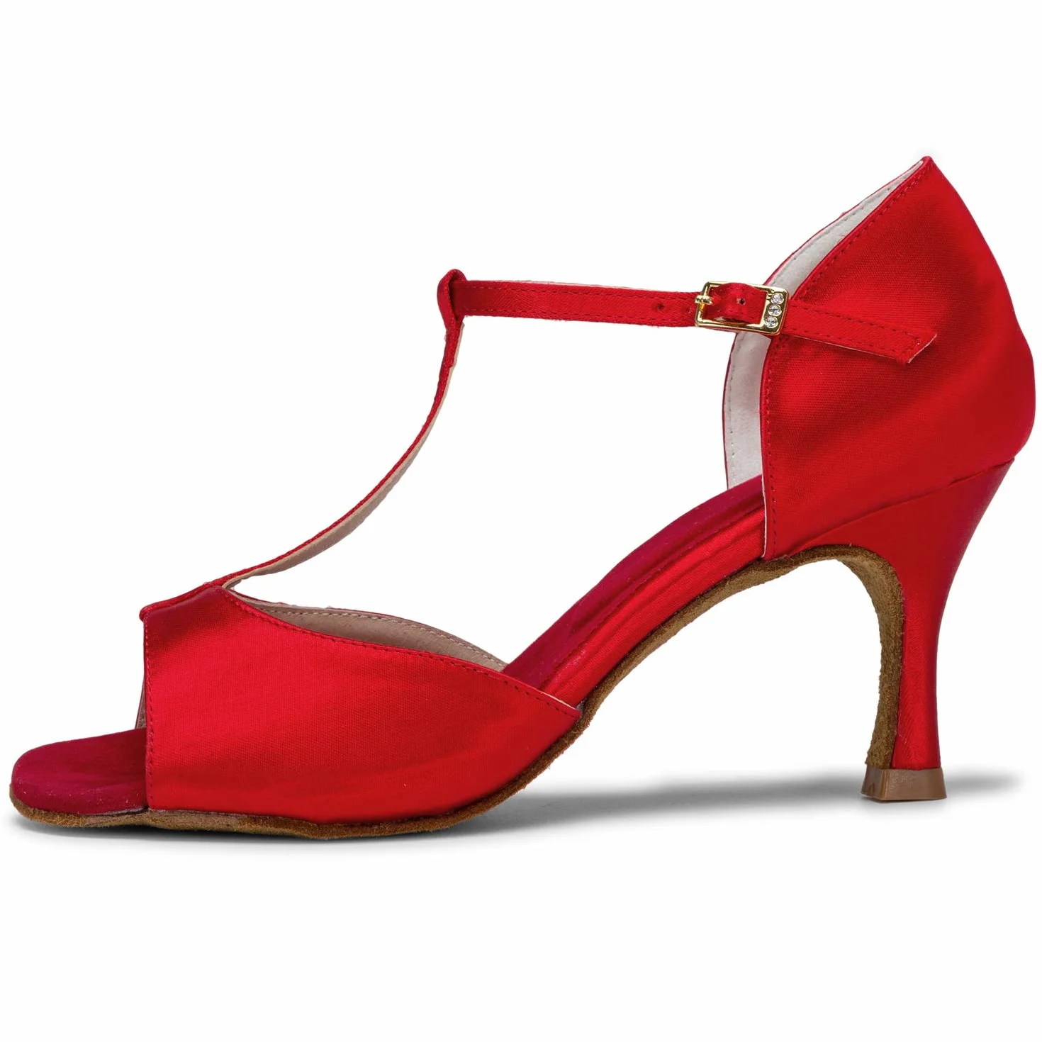 JIAJIA 20511 sandały damskie latynoskie 7 cm rozkloszowany obcas super satynowe buty do tańca