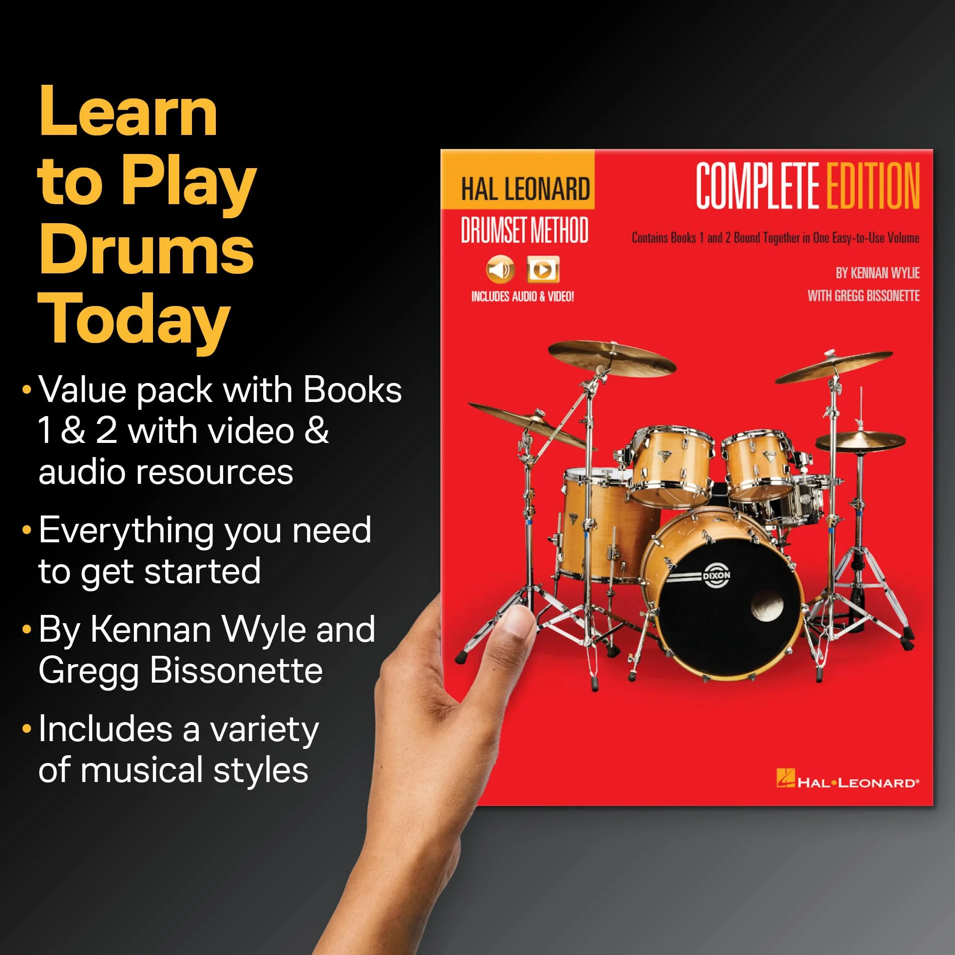 Hal Leonard Drumset Method - Complete Edition (Book/Online Audio): Books 1 & 2 with Video and Audio