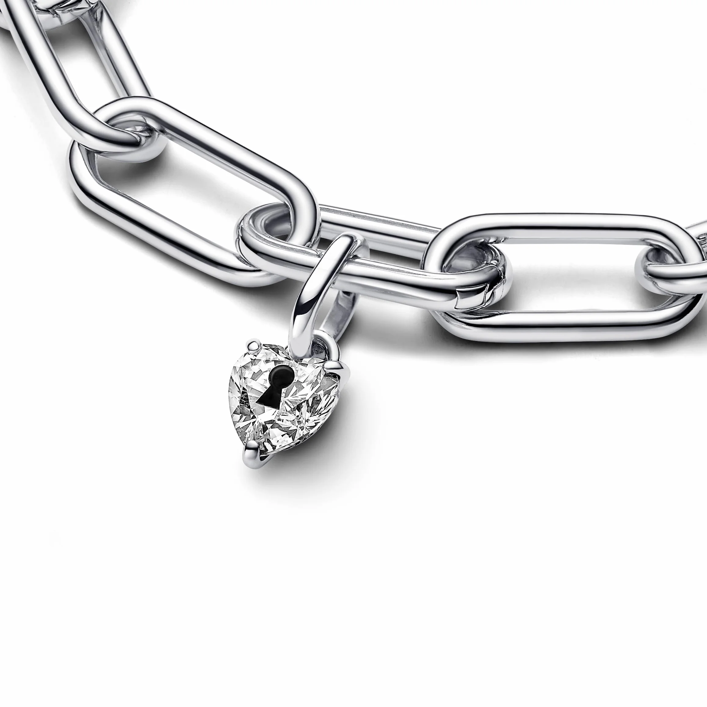 PANDORA ME Schlüsselloch Herz Mini-Charm-Anhänger aus Sterling Silber mit Zirkonia, Kompatibel ME und Moments Armbändern, 793086C01