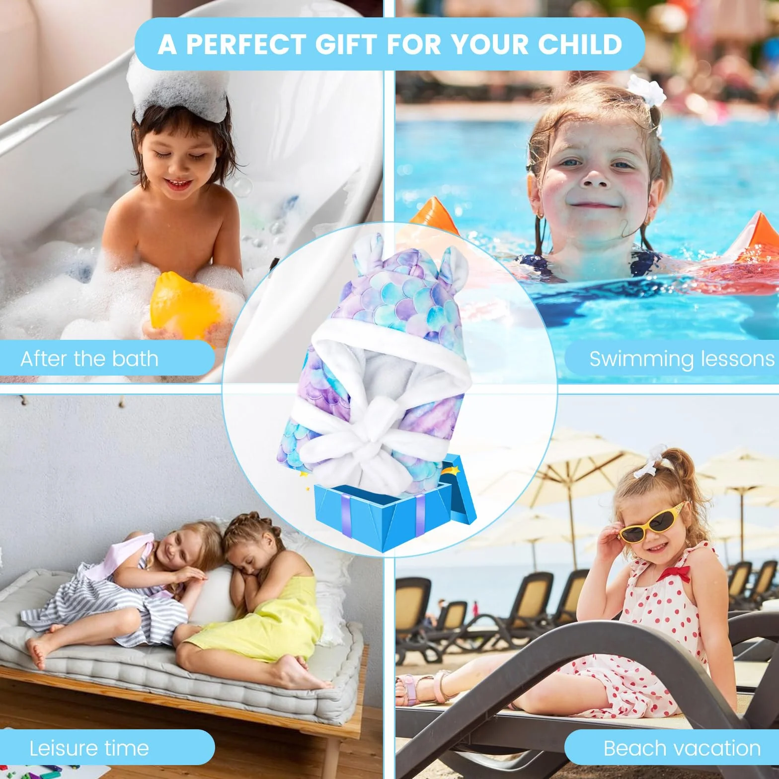 WYTbaby Szlafrok dziewczęcy szlafrok z kapturem dla dzieci miękki polar dziecięcy ręcznik szlafrok 3D wzór zwierzęcy dziewczęcy szlafrok wiek 4-14 lat