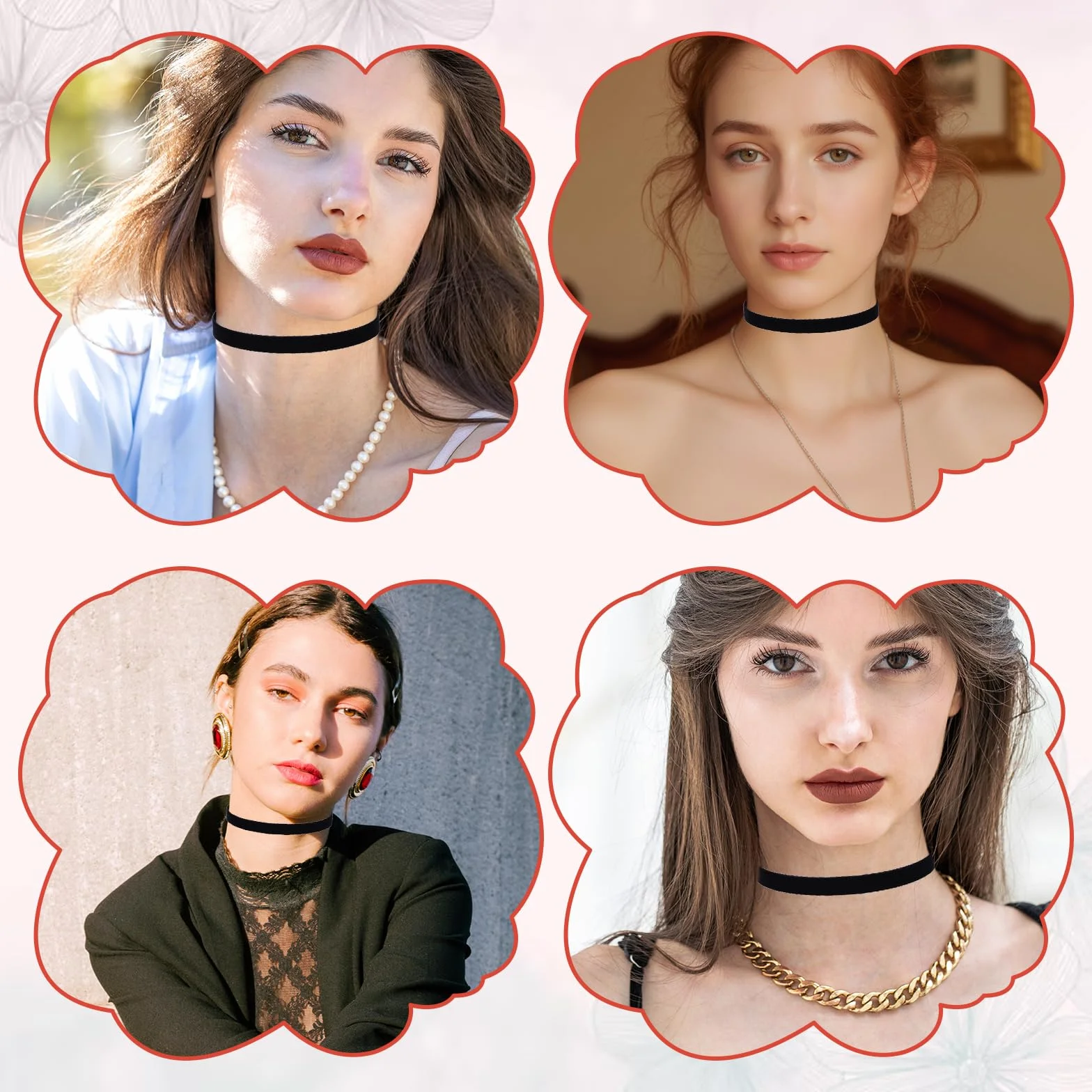 Cobee 5 sztuk czarnych naszyjników typu choker, czarny pasek, naszyjnik dla kobiet i dziewcząt, do tańca, na Halloween, urodziny, imprezę, cosplay