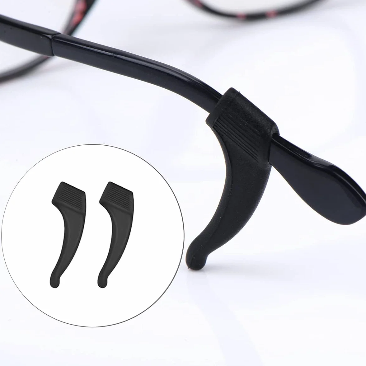 Silikonowy uchwyt antypoślizgowy, 4 szt. okulary sportowe zaczep na ucho uchwyty do okularów, czarne