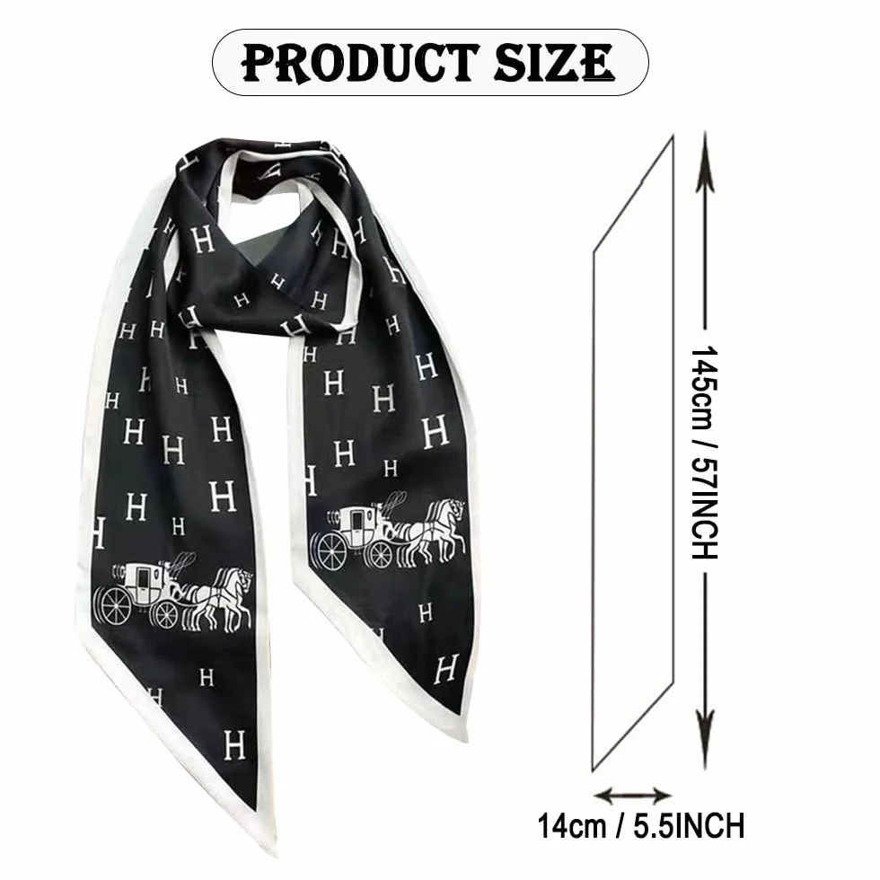 Reprodukcja jedwabnego szalika z monogramem, opaska na czoło, koński ogon, jedwabny szal, pasek do owijania łuku (SJ-changtiao-89, 150 cm x 15 cm), Sj-changtiao-89, 150cm*15cm