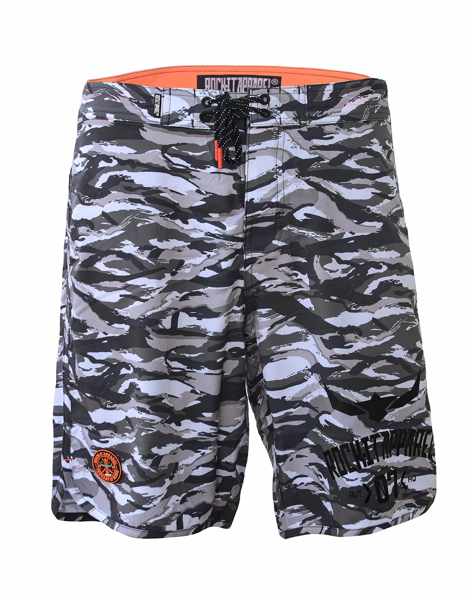 ROCK-IT Apparel Męskie spodenki typu boardshorts, bez podszewki, w kamuflażu, szybkoschnące, z wieloma kieszeniami, szorty surfingowe, strój kąpielowy [rozmiary S-3XL]