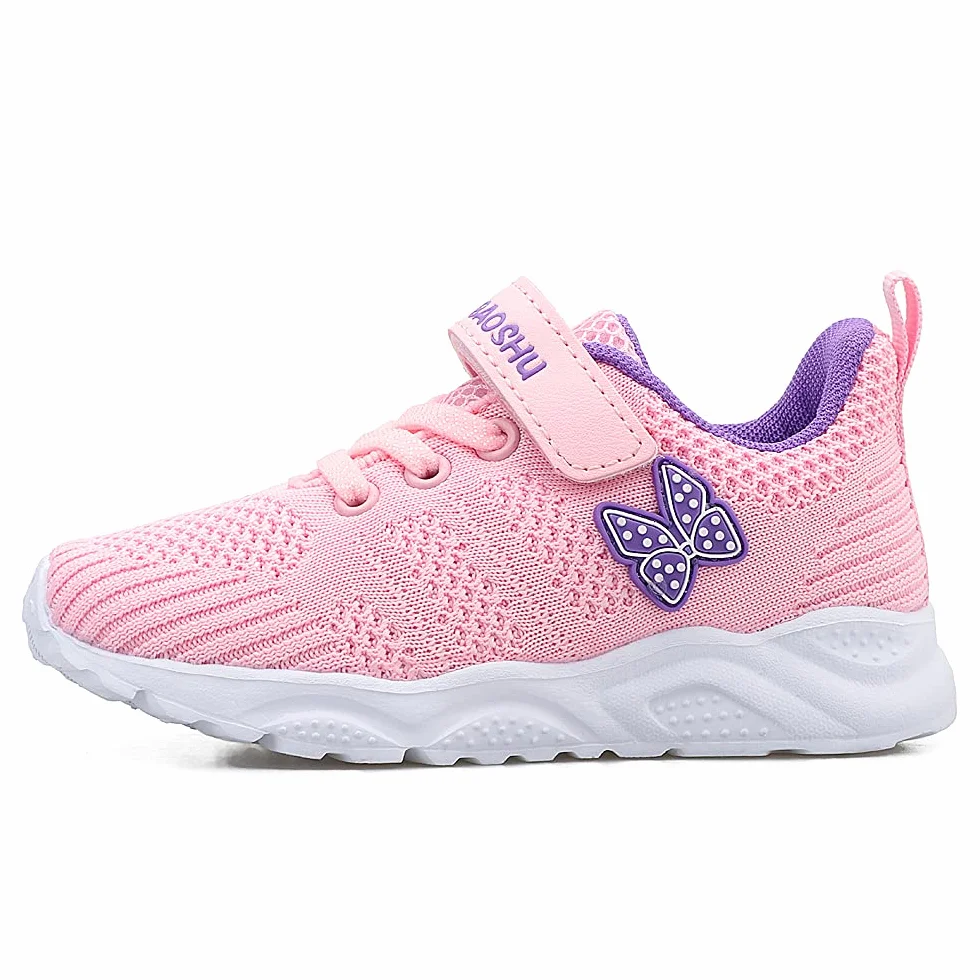 Dziecięce buty sportowe dla dziewczynek, buty sportowe dla małych dzieci, do pierwszych wędrówek, oddychające, lekkie buty rekreacyjne, różowy - różowy - 26 EU