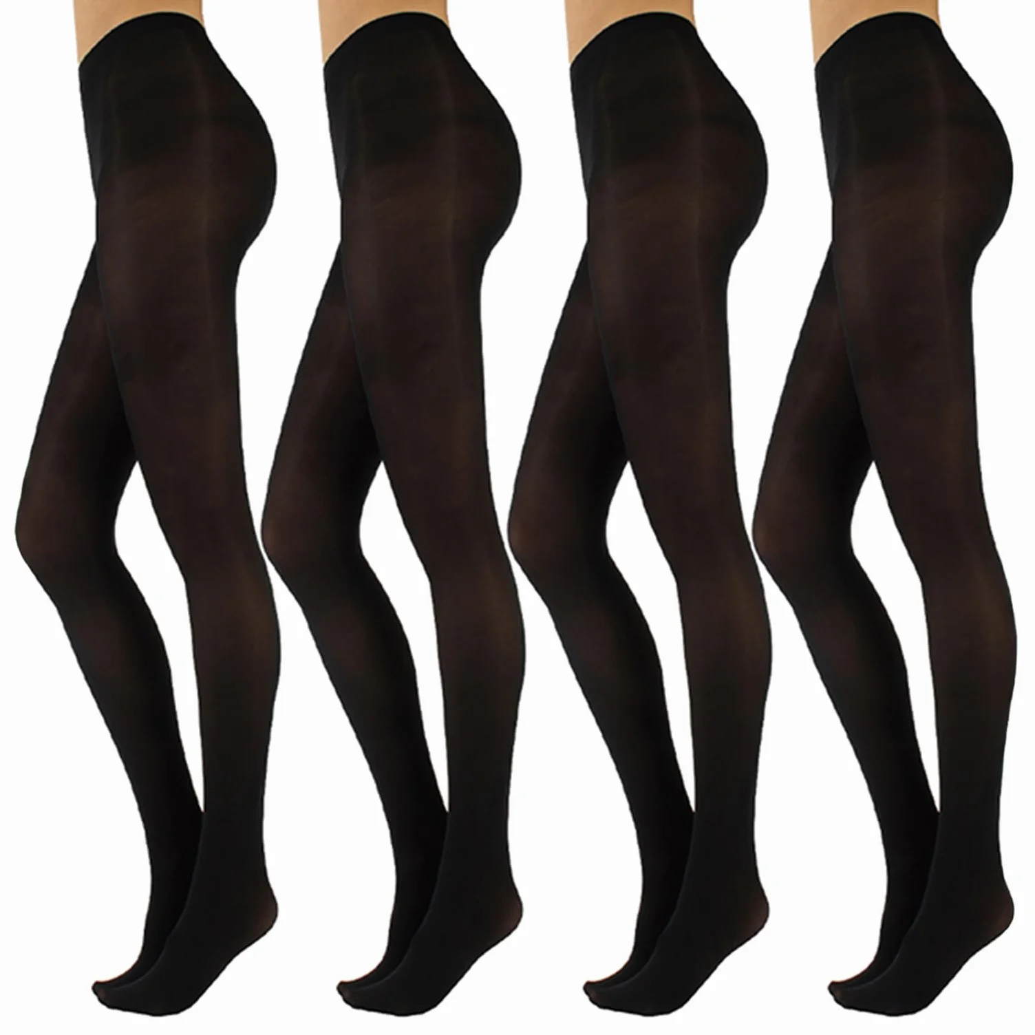 CALZITALY 4 pary nieprzezroczystych rajstop z mikrofibry na co dzień | swobodne elastyczne rajstopy | czarne | S/M, L/XL | 50 DEN | Made in Italy