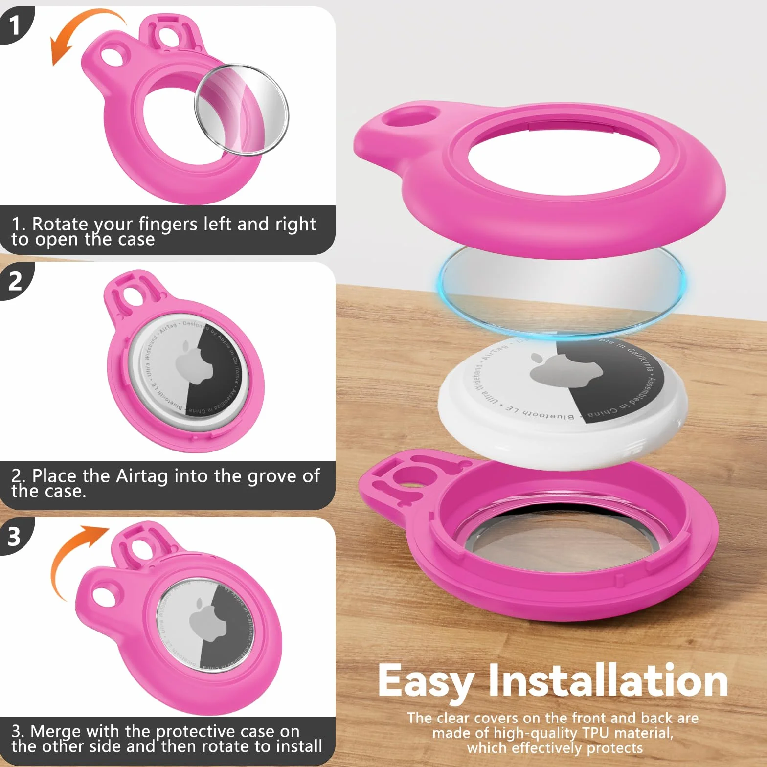 Wodoszczelne etui do Apple Airtag Holder z blokadą, Airtag zawieszka breloczek do kluczy Case with Keychain do bagażu/roweru/zwierząt domowych