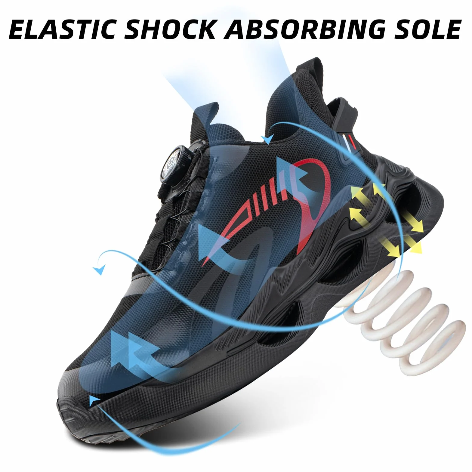 Obuwie ochronne dla mężczyzn i kobiet, trampki ochronne ze stalowymi noskami, buty robocze, lekkie, antypoślizgowe, czarne, niebieskie, 37-47 EU, a02 czerwony, 41 EU