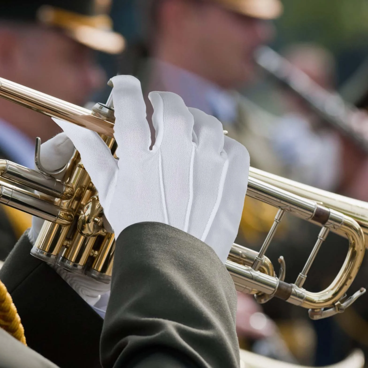 Yuanchu 2 pary białych bawełnianych rękawiczek męskich, rękawiczki mundurowe z zatrzaskiem, białe szyte rękawiczki kostiumowe, miękkie, lekkie do eskortowania policji, parady, formalnej warty, wesela