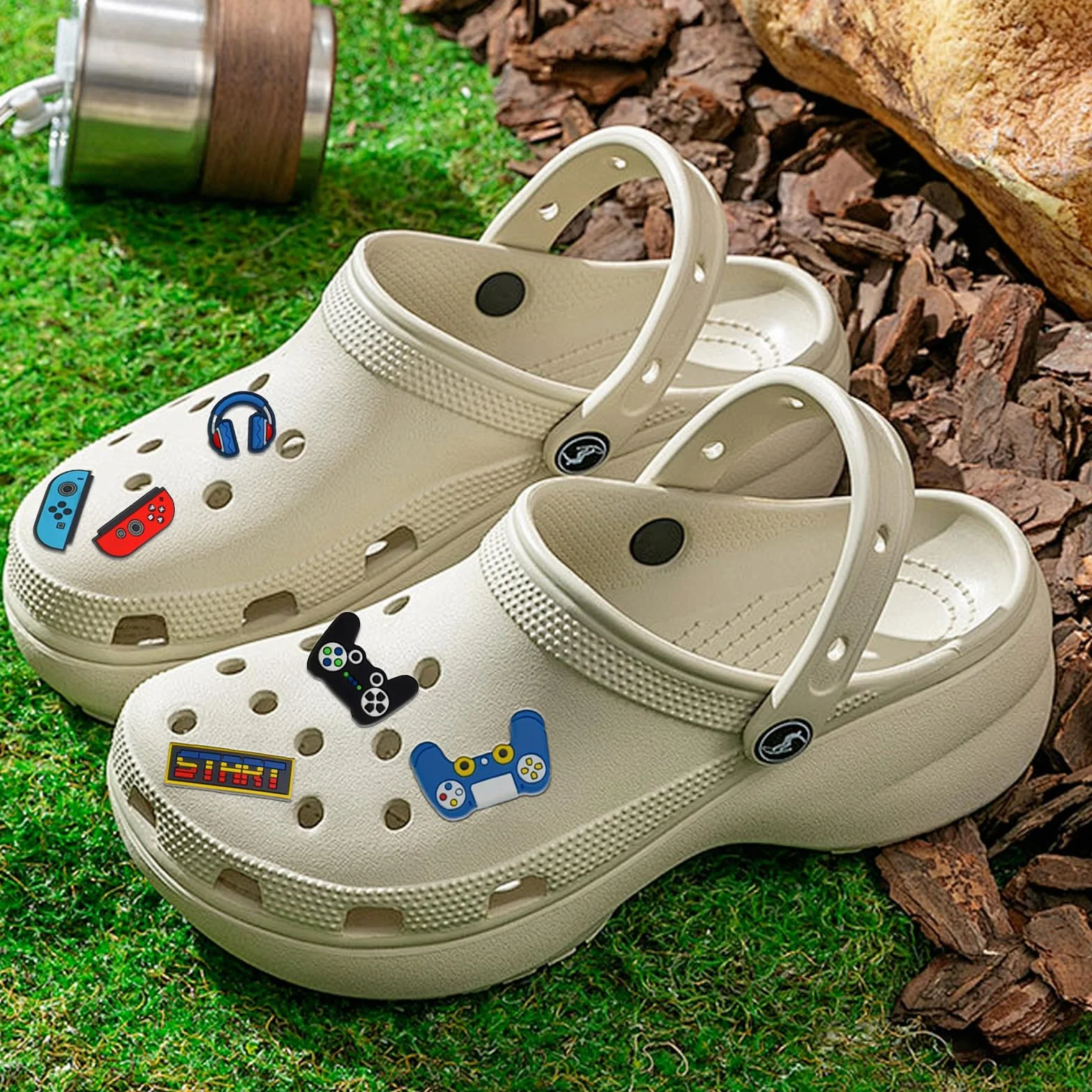 Zestaw przypinek do butów, charmsy z gamepadem, biżuteria do butów, zabawne i jedyne w swoim rodzaju szpilki Crocs, dekoracyjne zawieszki do butów