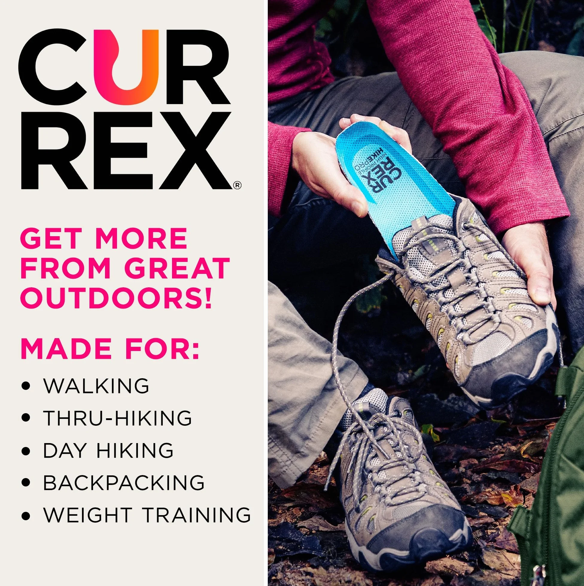 CURREX HikePro wkładka – Twój nowy wymiar wędrówek. Dynamiczna wkładka do chodzenia, wędrówek lub spacerów, żółta (Mid Profile), EU 44,5-46,5 (metka XL)