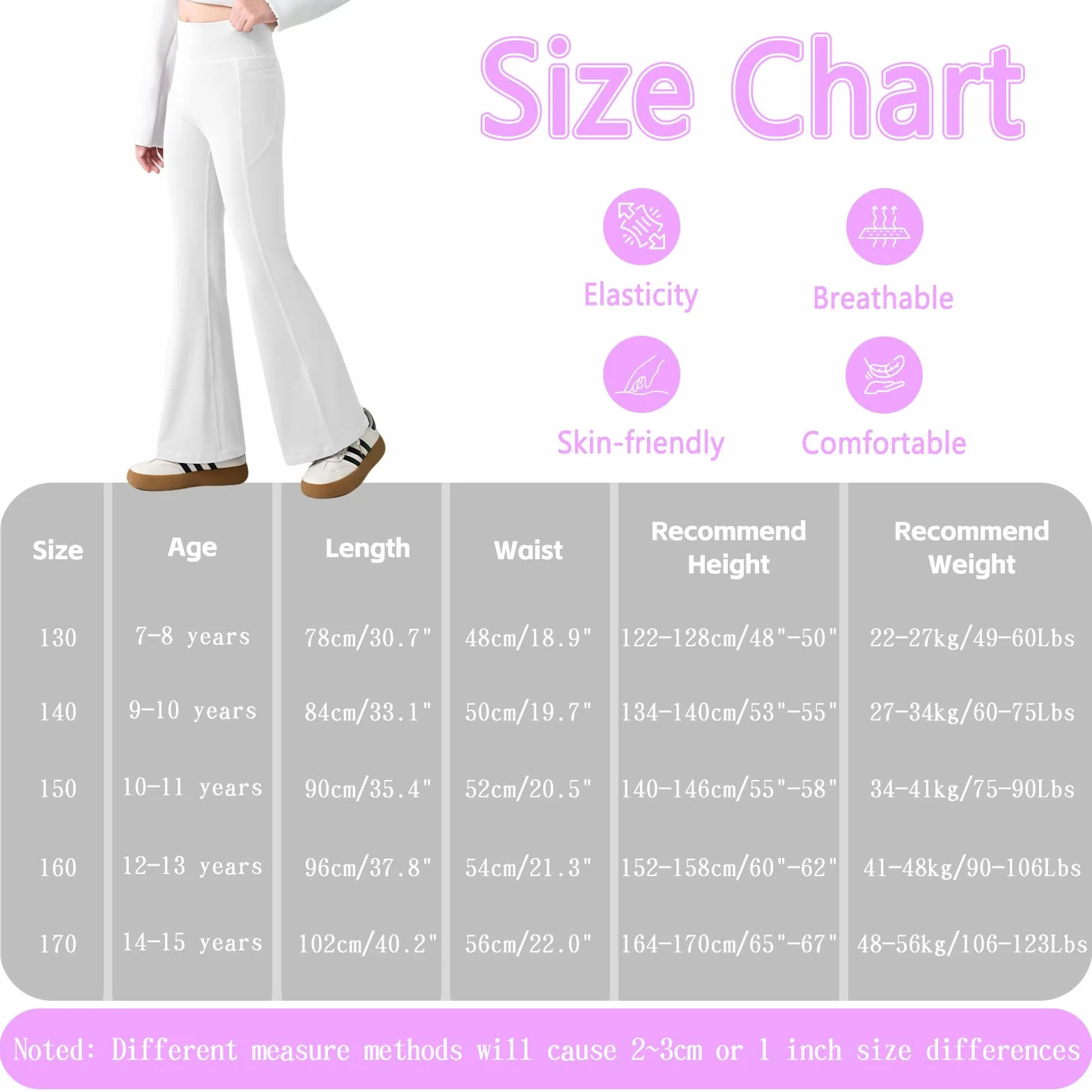 JinBei Legginsy dla dziewcząt, legginsy sportowe, wysoka talia, miękkie, elastyczne spodnie do jogi z 2 kieszeniami, wygodne spodnie sportowe, spodnie do biegania, spodnie sportowe, spodnie sportowe