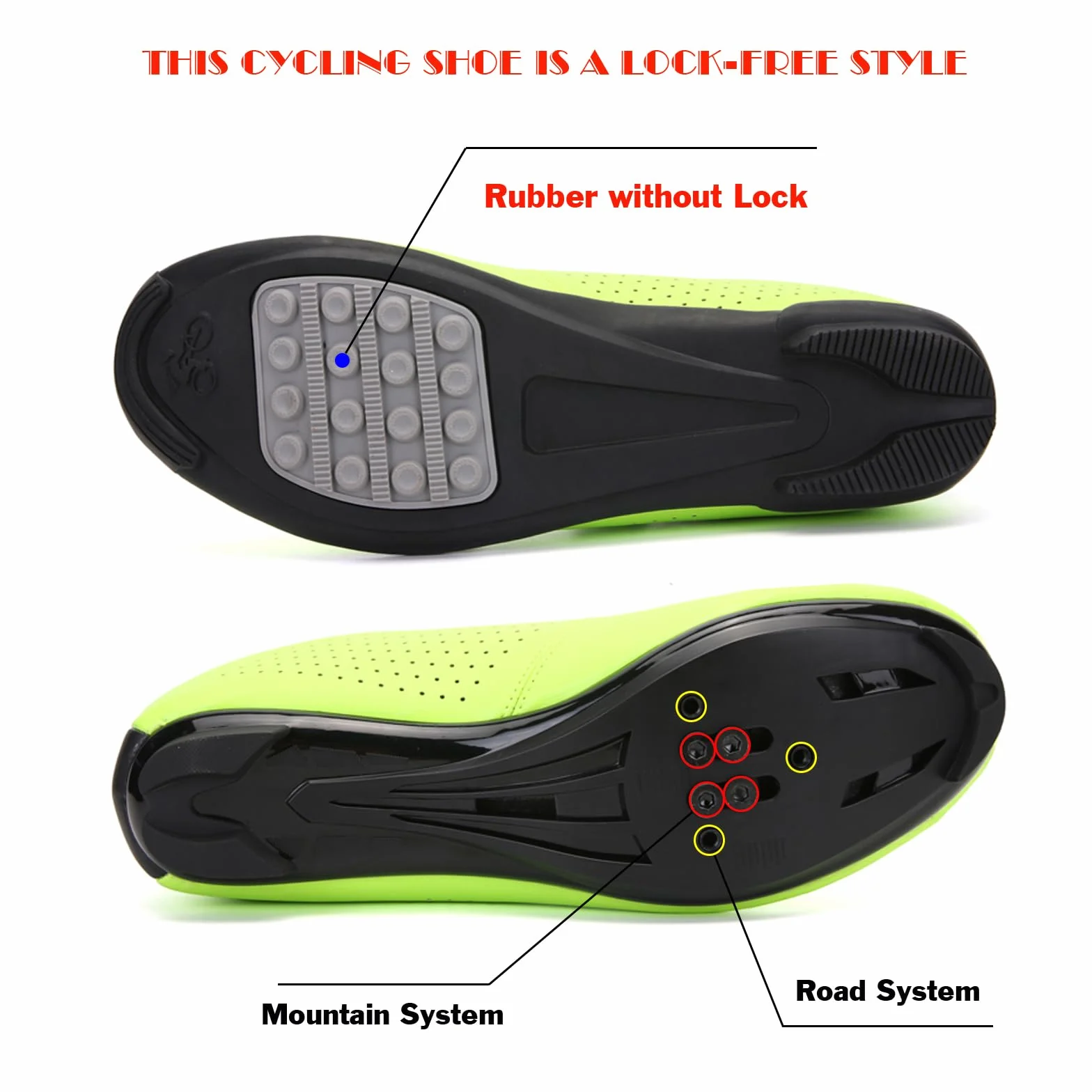 LZQpearl Trampki Rowerowe, Górskie Trampki Rowerowe I Szosowe Z Gumową Podesztywą Buty Rowerowe Bez Blokady System Sznurowania Szybkie Obrót Yellow, 45