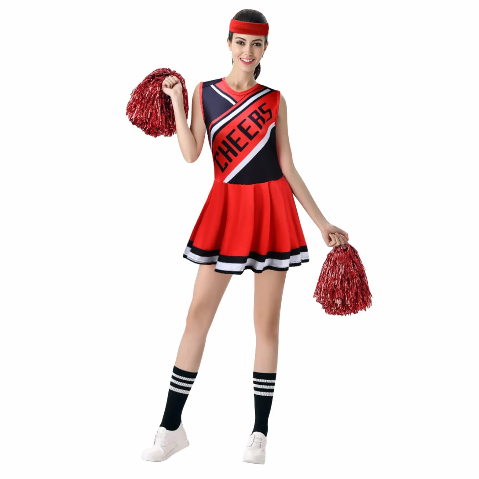 AOMIG Damski kostium cheerleaderki, dla dziewcząt, szkoła, muzyczna impreza, Halloween, kostiumy cheerleaderki, kostium dla dorosłych